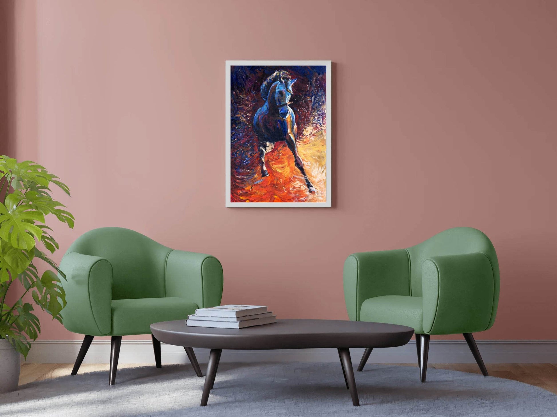 Oil Painting Of Rebellious Horse Wall Art - beink online art store