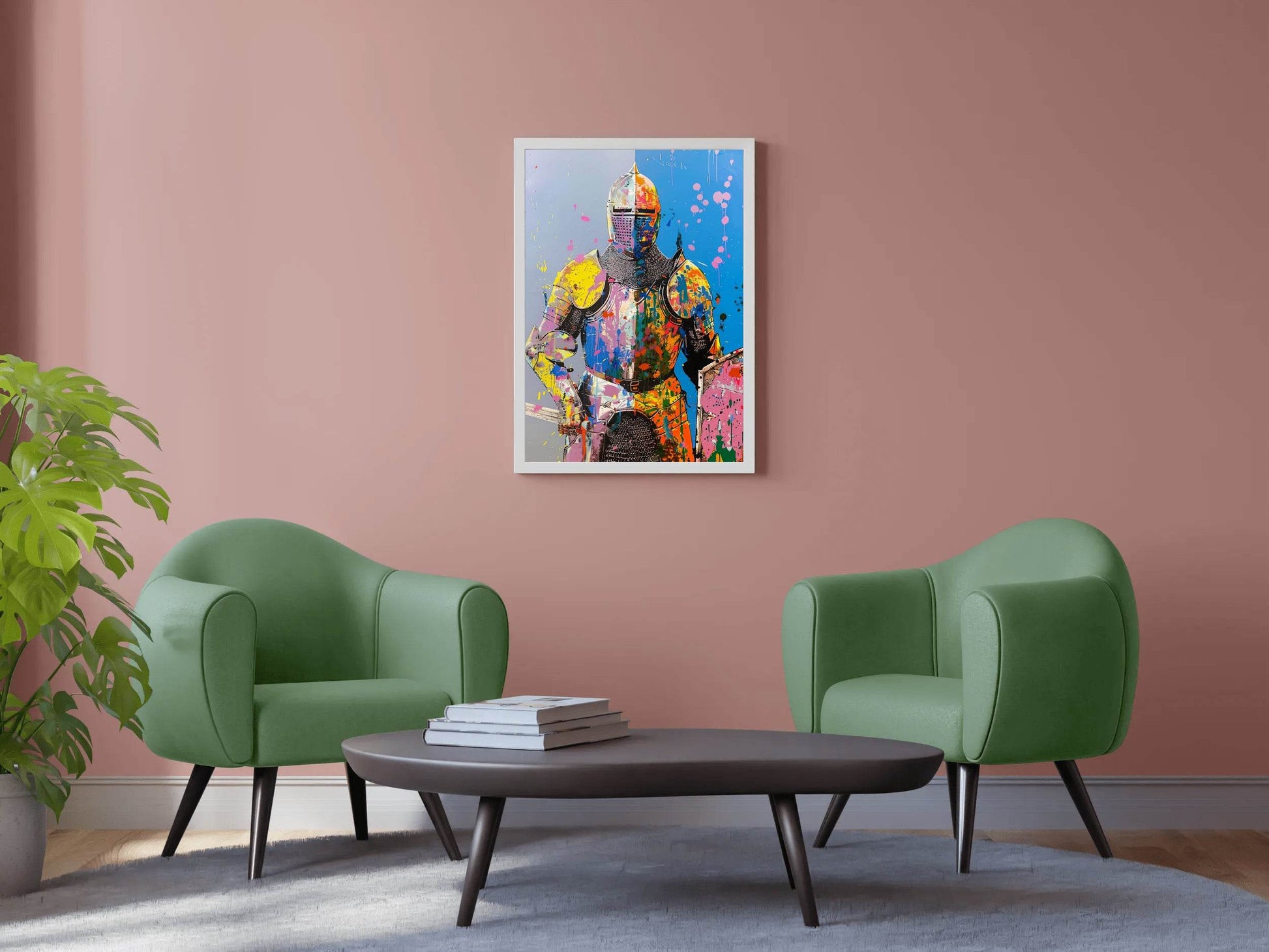 Knight in Vibrant Colors Graffiti Wall Art - beink online art store