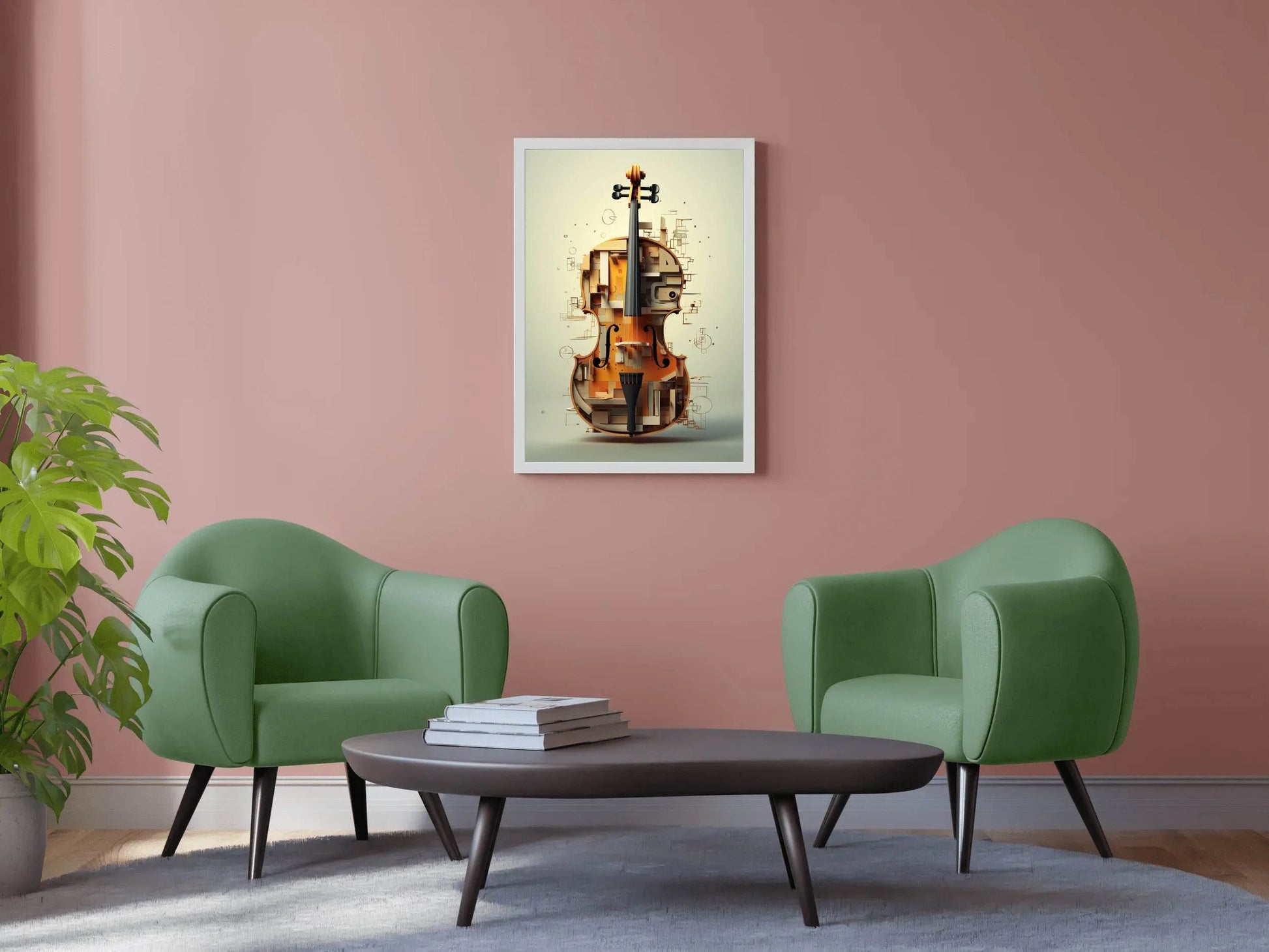 Violin Made of Blocks And Pieces of Wood Wall Art - beink online art store
