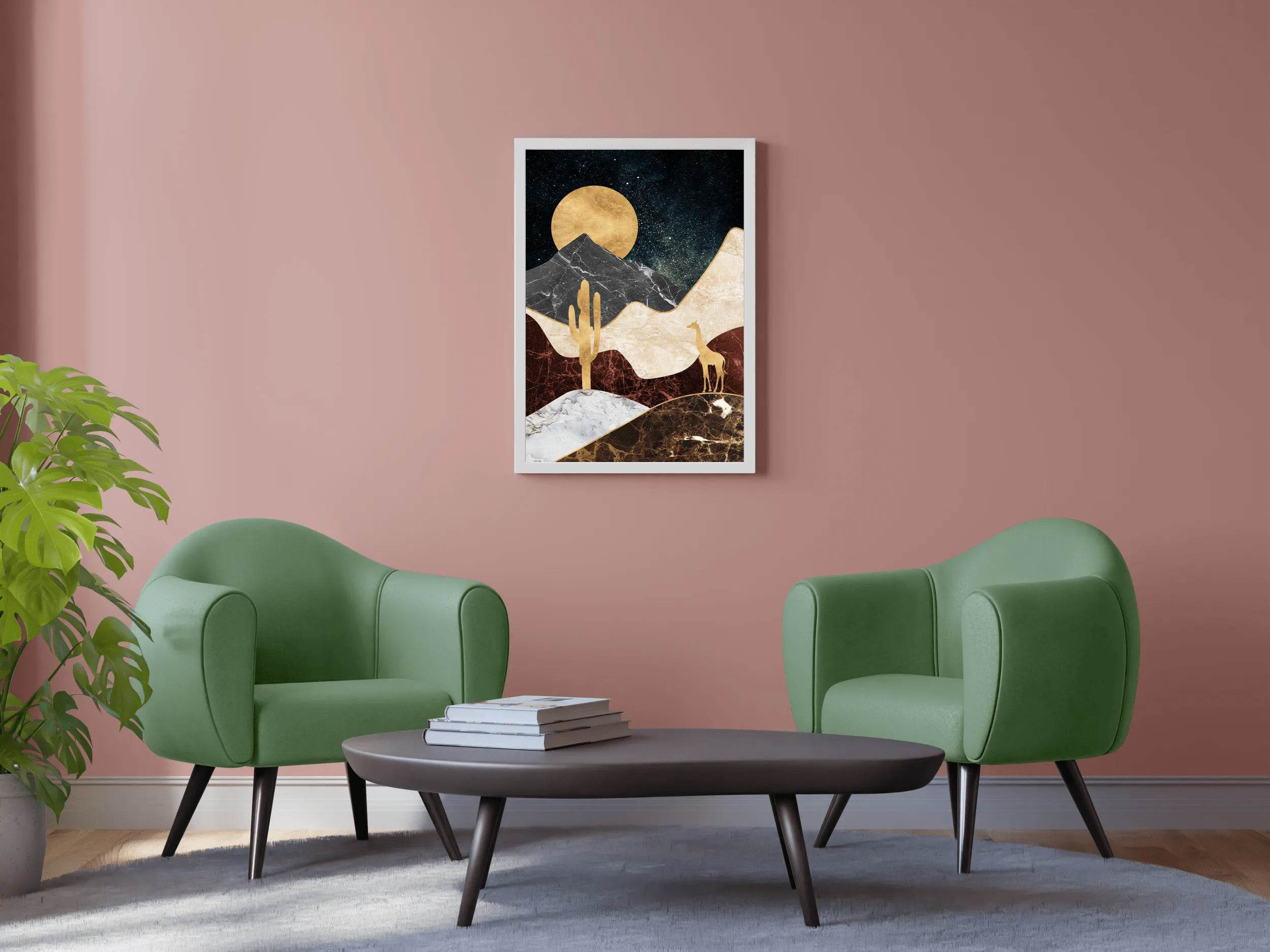 Desert Moonlit Modern Wall Art - beink online art store