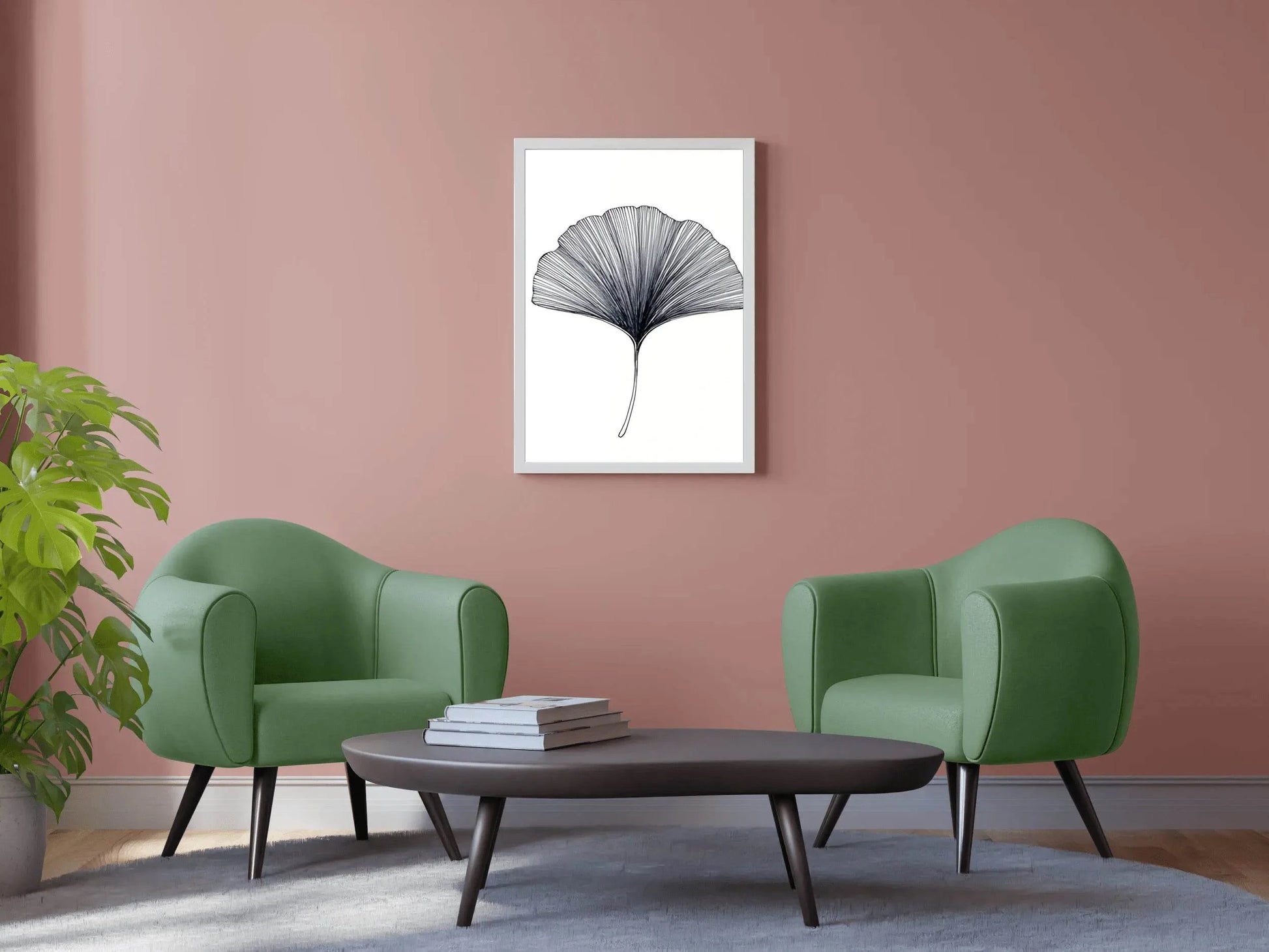 Black Color Gingko Leaf Sktech Wall Art - beink online art store