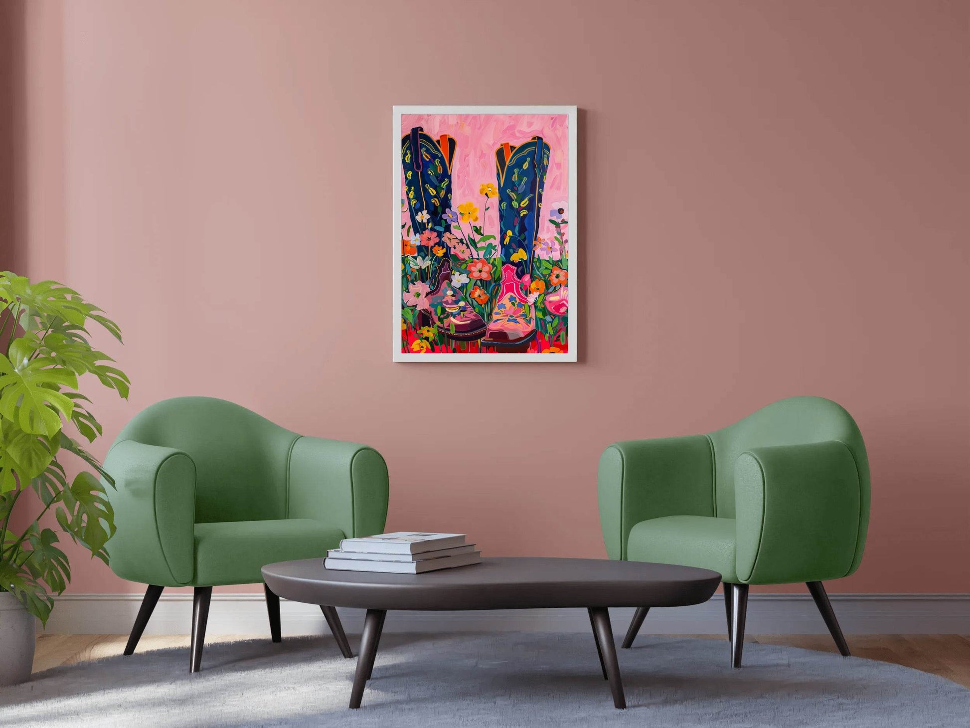 Cowboy Boots and Flower Blooms - beink online art store
