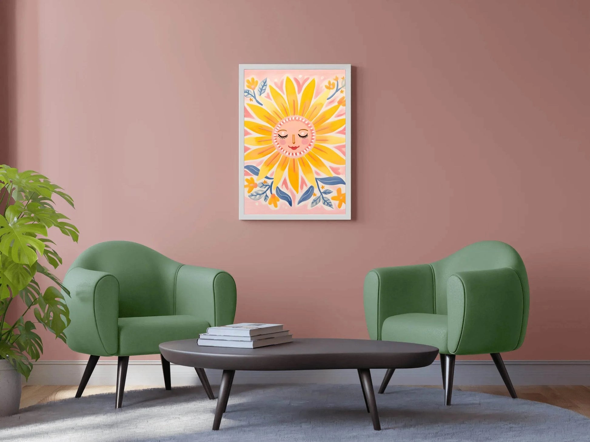 Watercolor Drawing of Sleeping Sunflower - beink online art store