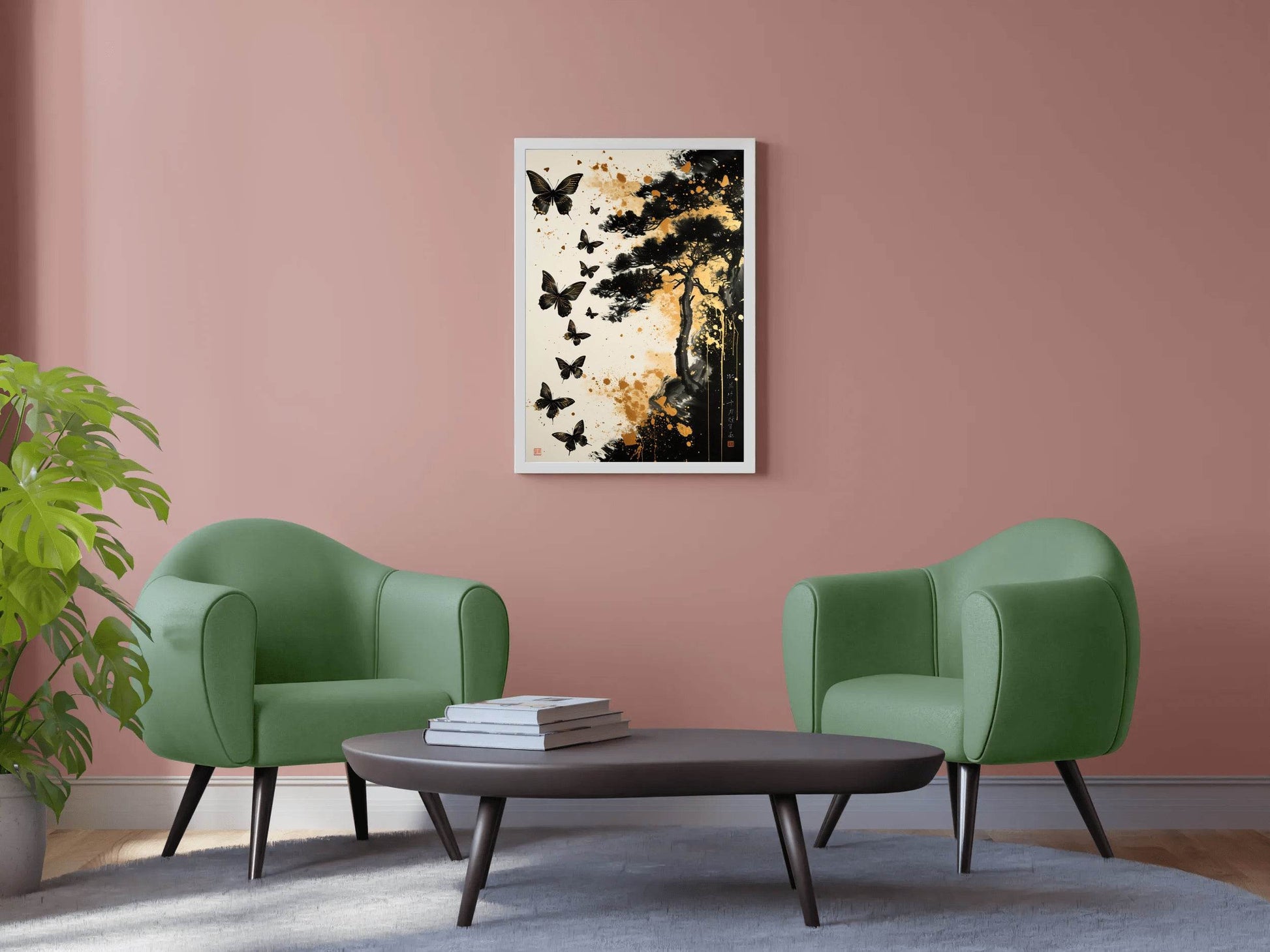 Painting Beautiful Black Butterflies Wall Art - beink online art store