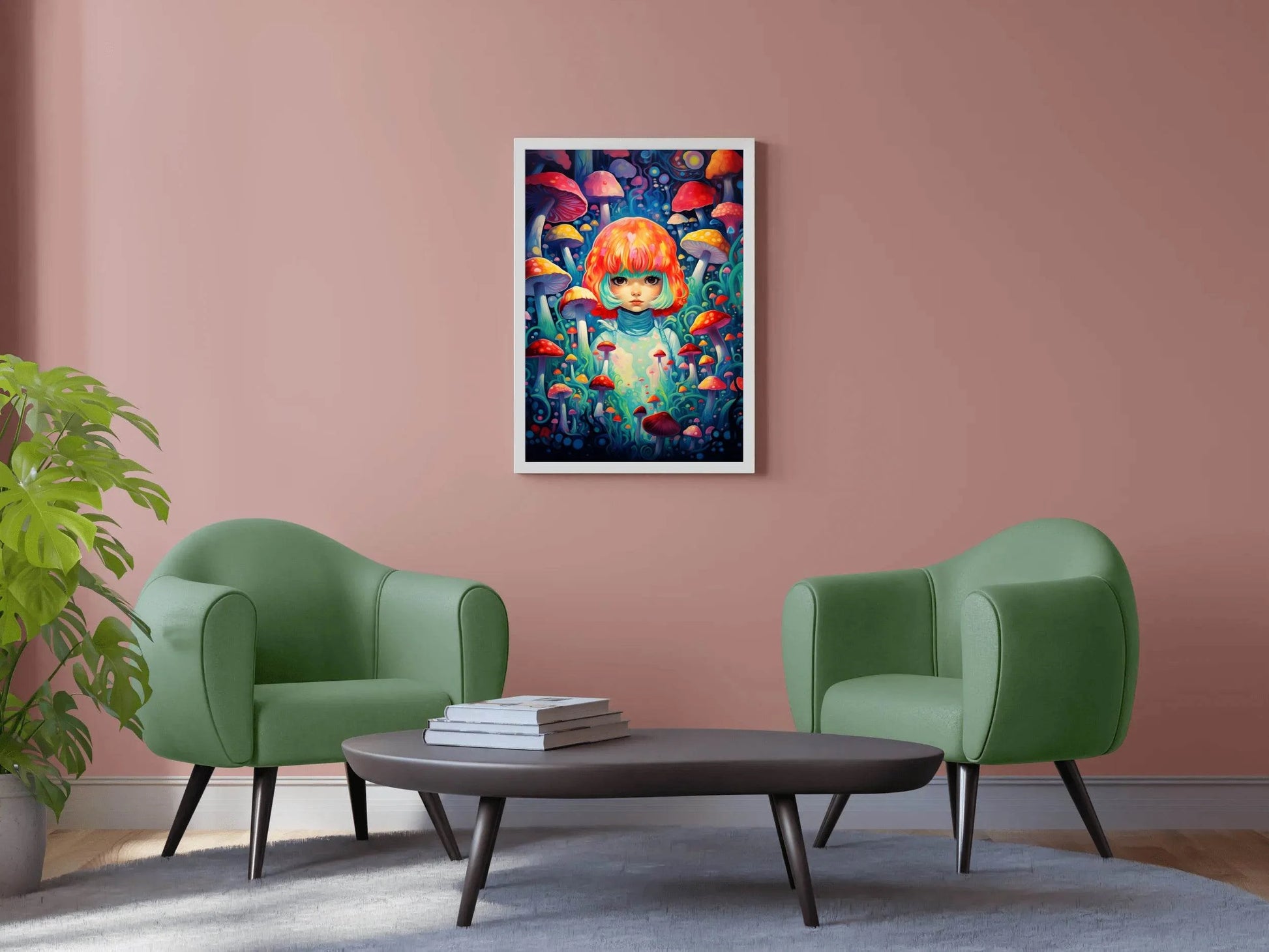 Colorful Mushroom Girl Wall Art - beink online art store