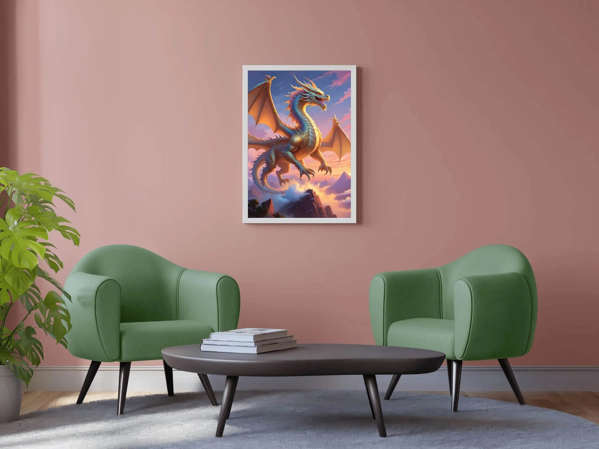 Flying Golden Dragon Animal Wall Art - beink online art store