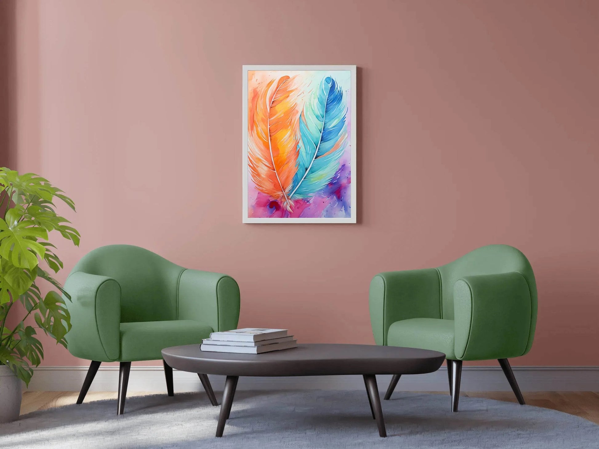 Painting Colored Feathers Wall Art - beink online art store