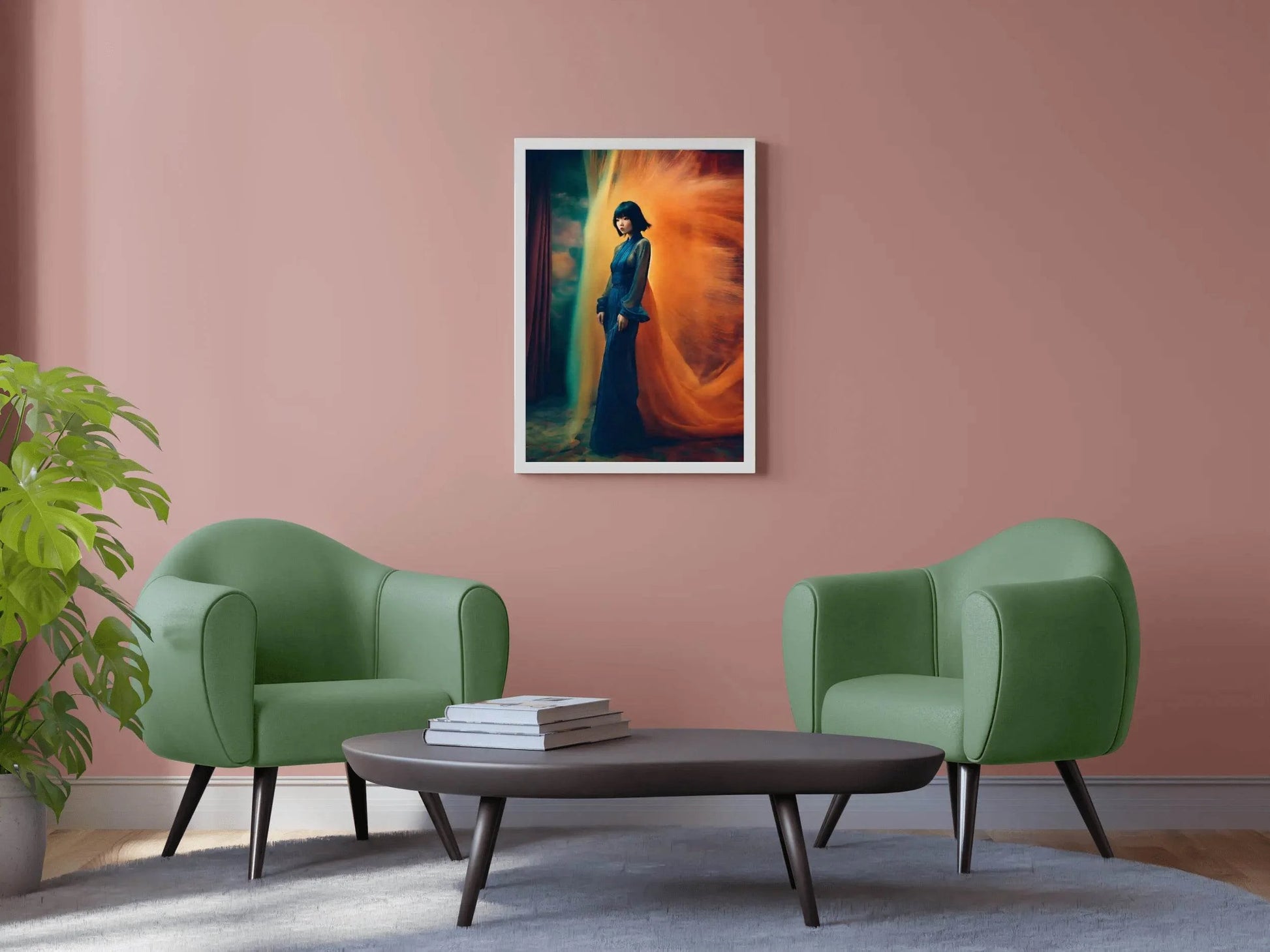 Blue Long Maximalist Dress Model Wall Art - beink online art store