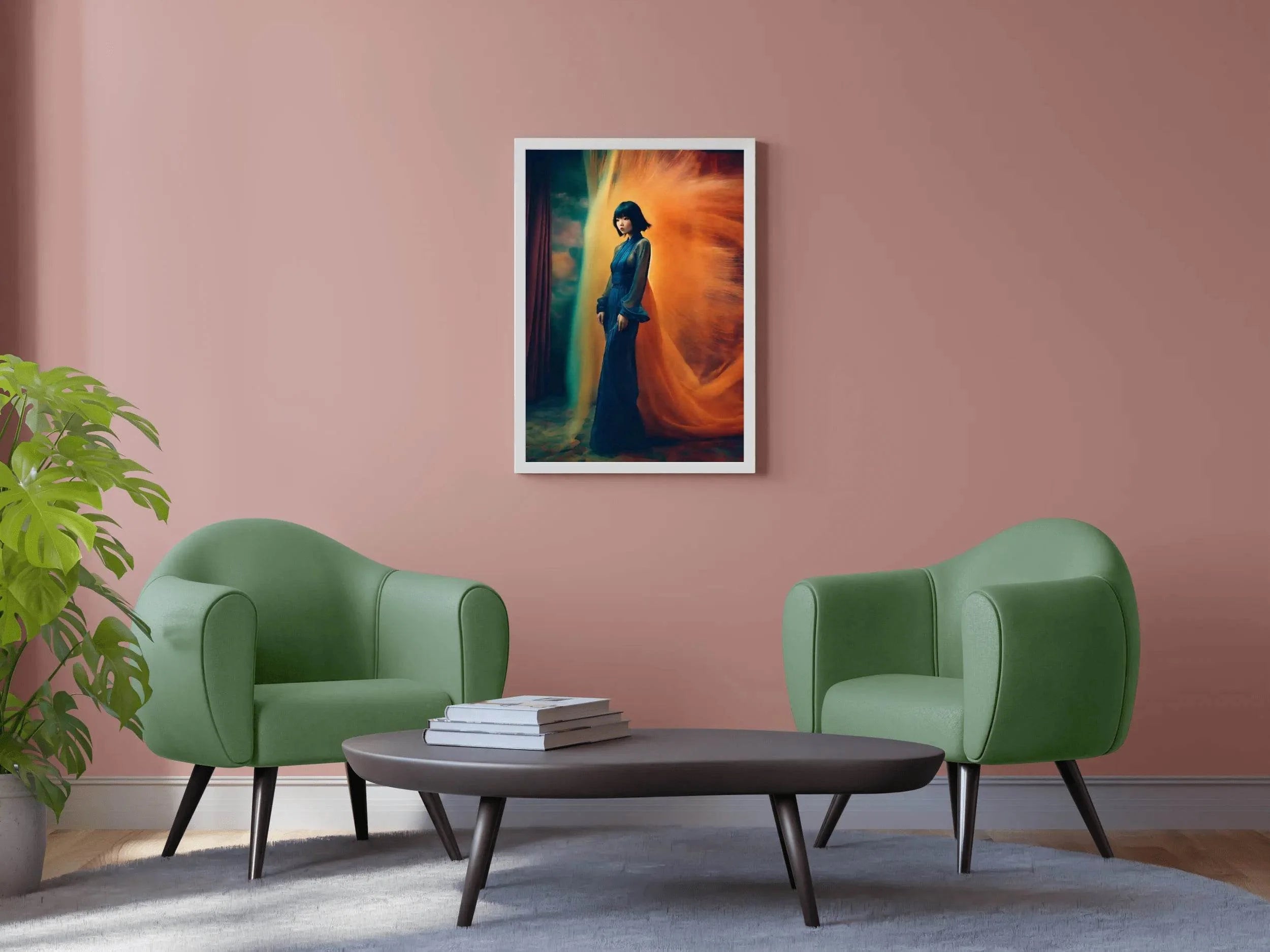 Blue Long Maximalist Dress Model Wall Art - beink online art store