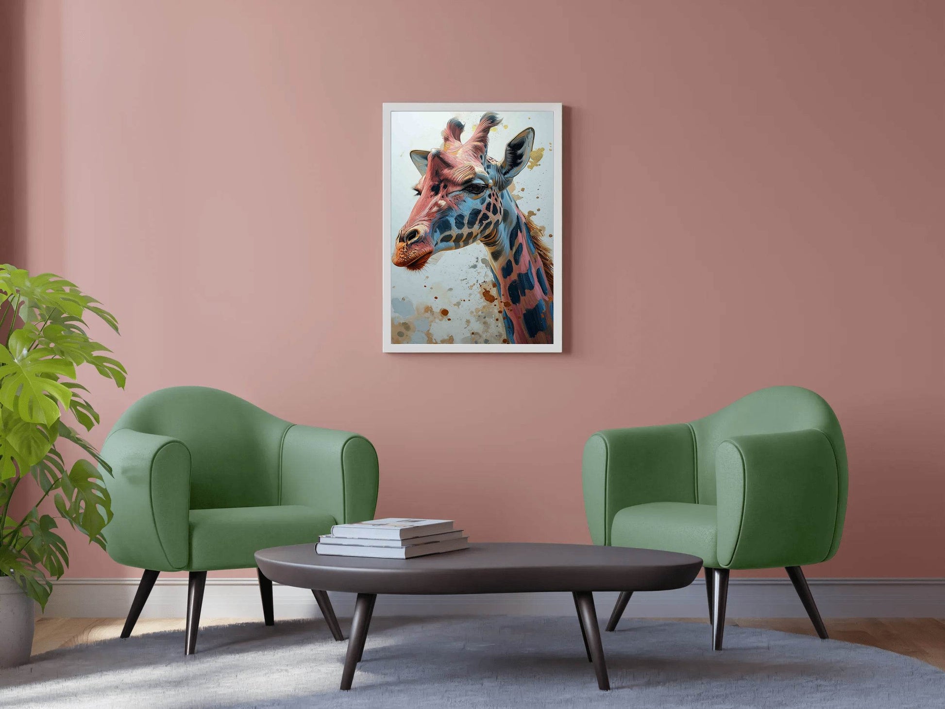 Giraffe Pink Blue Pattern Face Wall Art - beink online art store