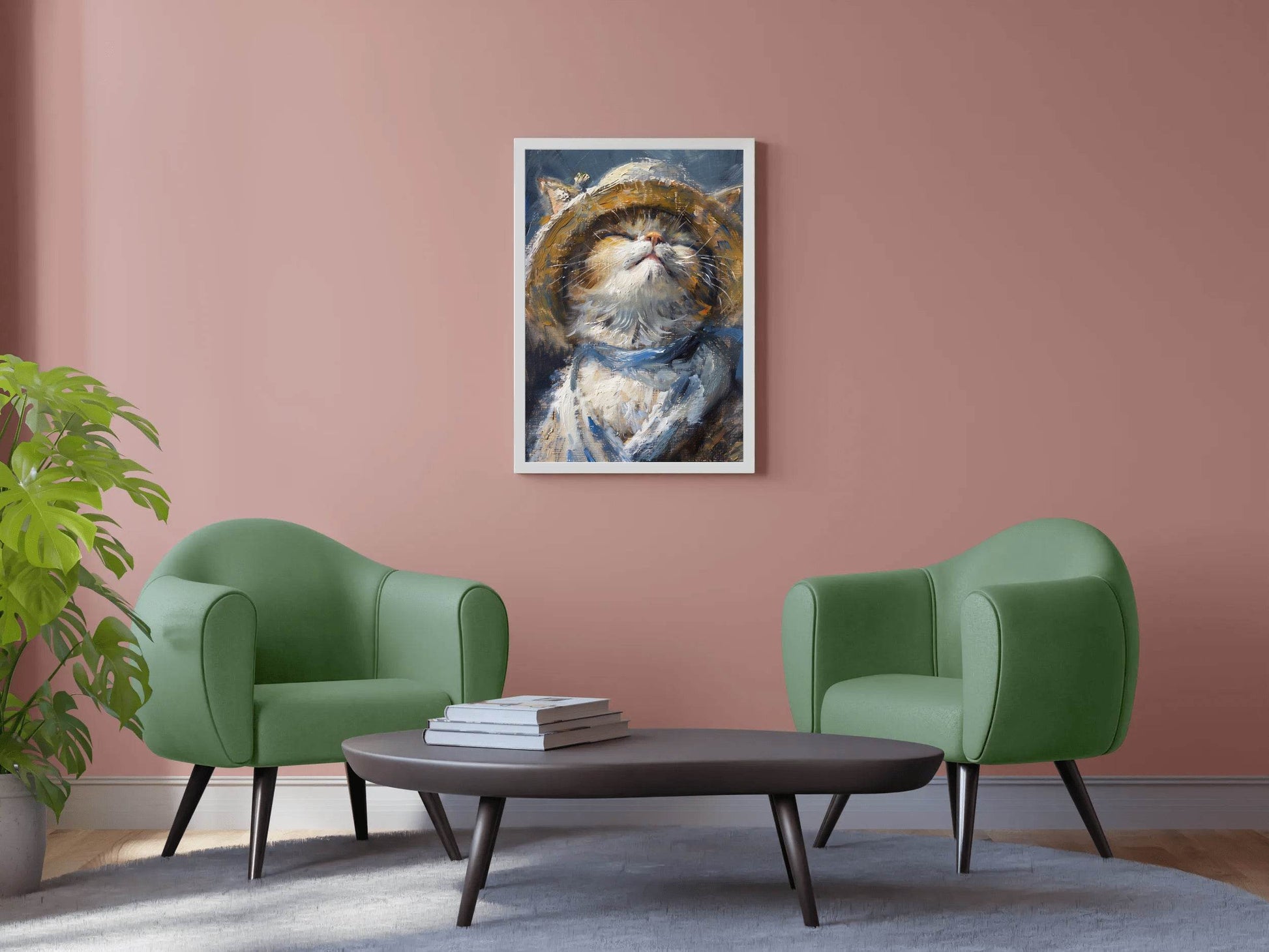 Hand Painted Portrait of Persian Cat Wall Art - beink online art store