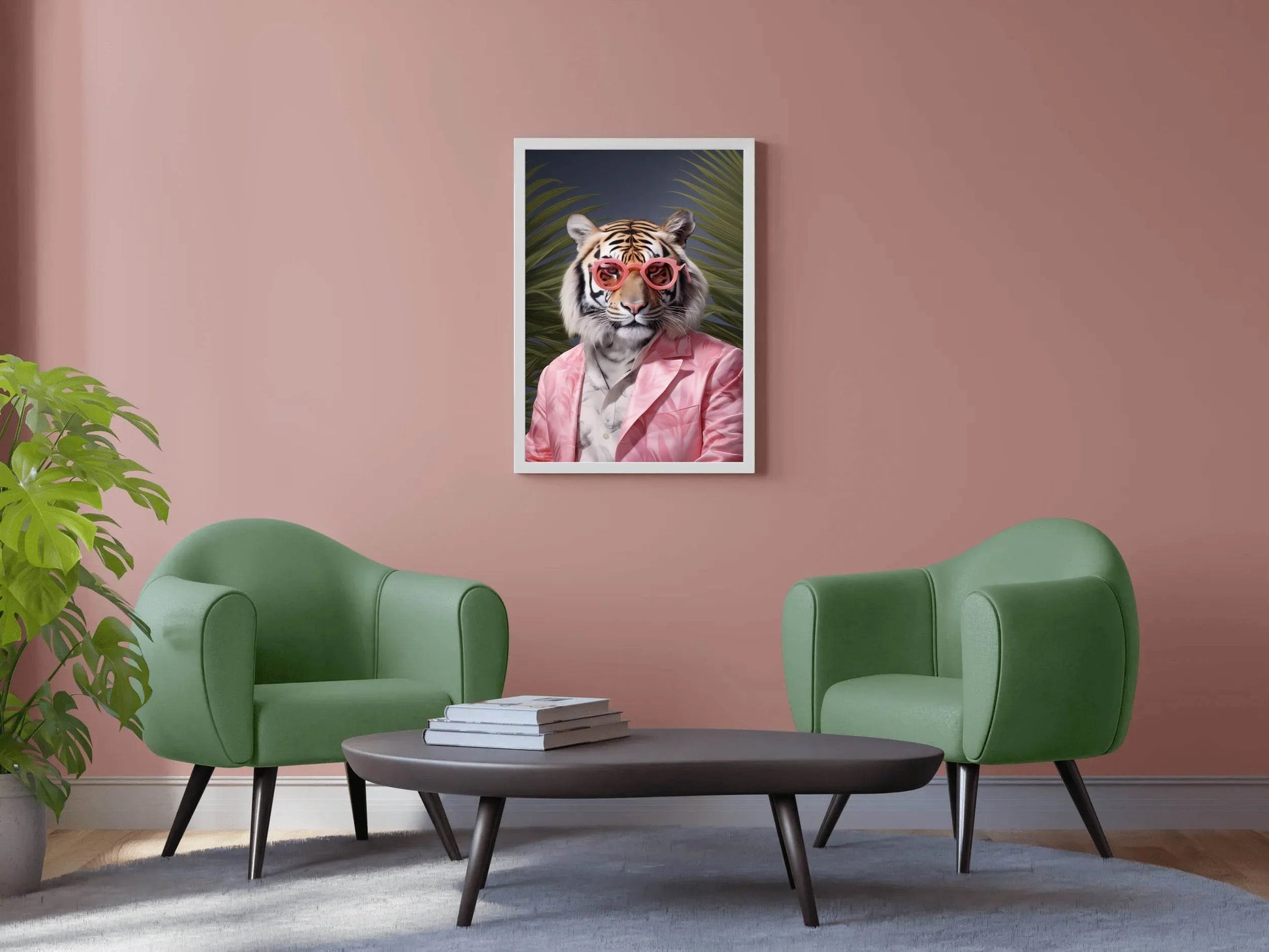 Tiger Wearing Pink Goggle and Coat Animal Wall Art - beink online art store