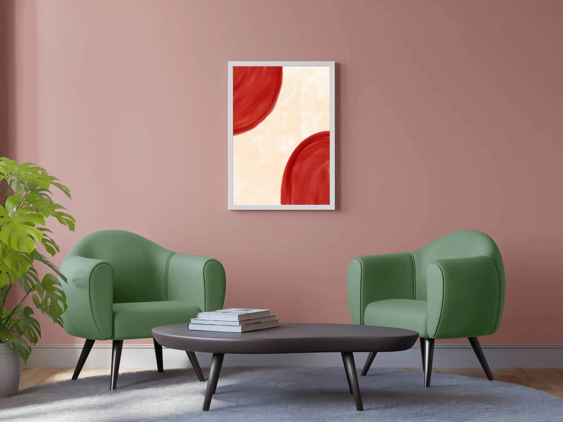 Red Semicircle Wall Art - beink online art store