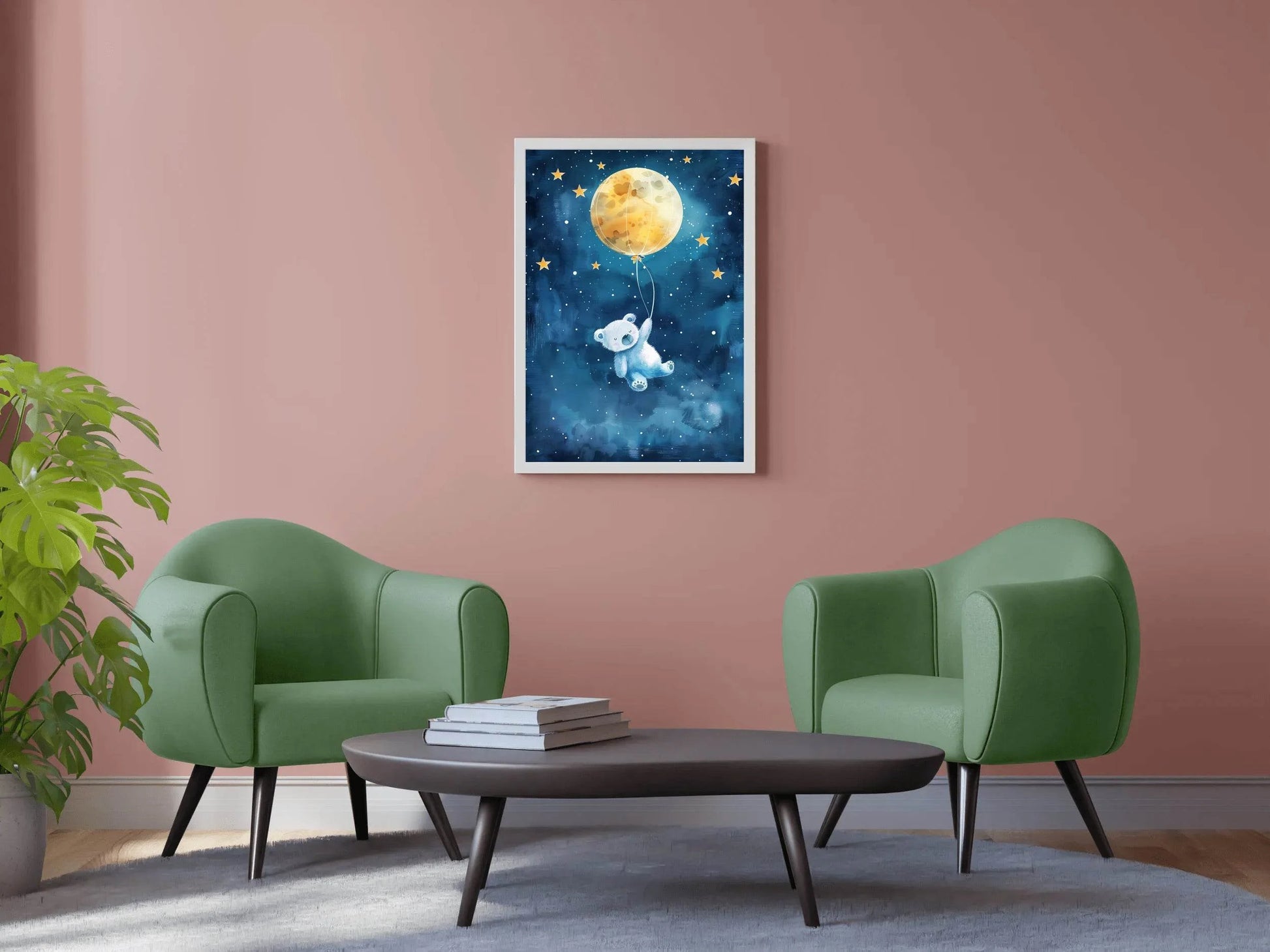 Flying Teddy Bear With Yellow Balloon - beink online art store