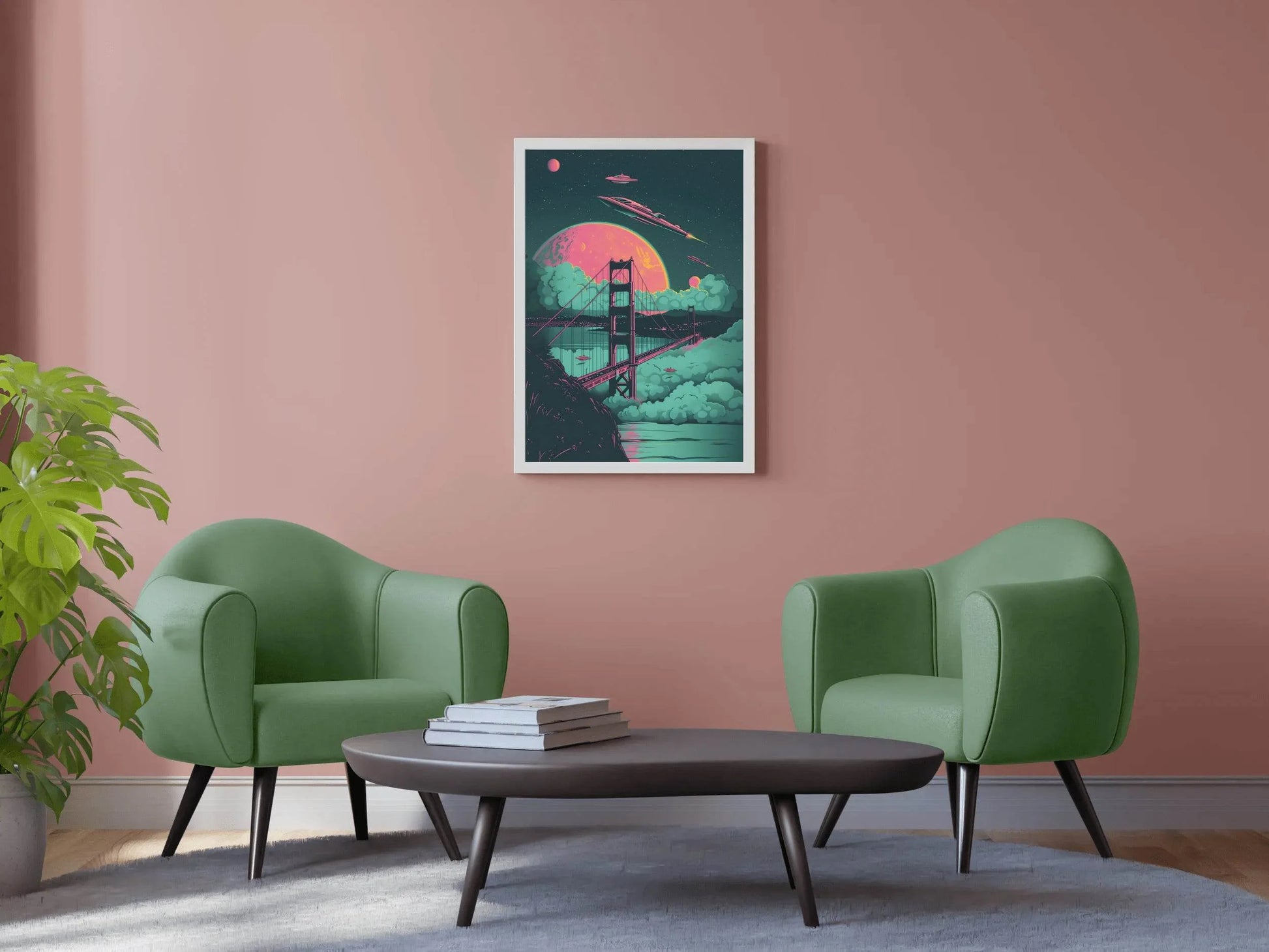 Hanging Bridge Painting With Space Background Wall Art - beink online art store