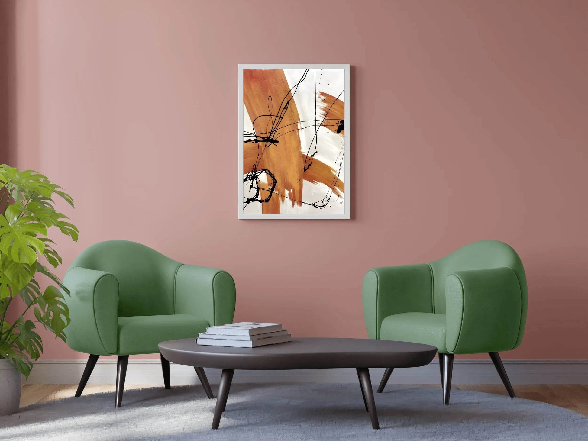 Brown Brush Strokes Modern Wall Art - beink online art store