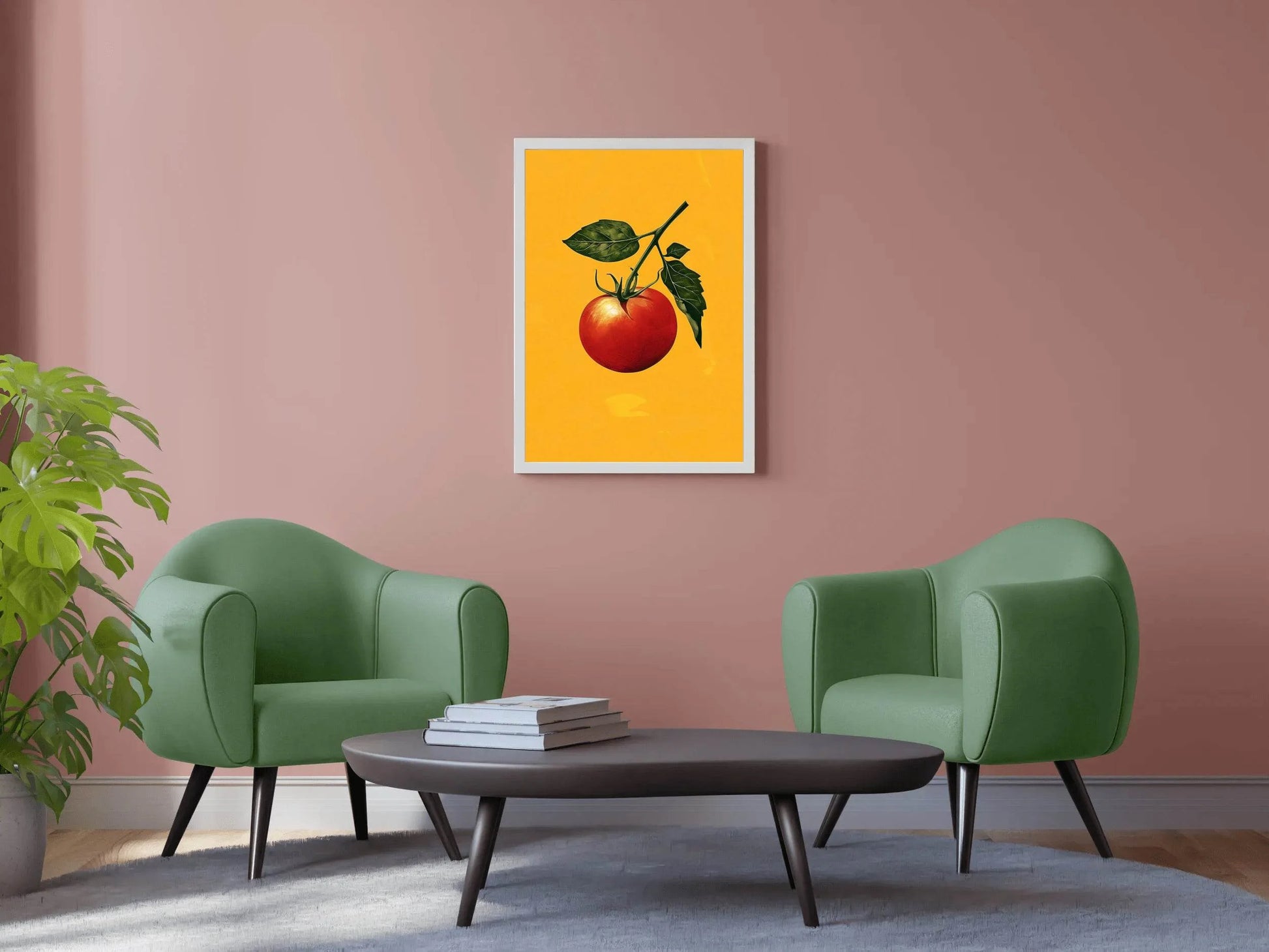 Drawing of Tomato With a Leaf Wall Art - beink online art store