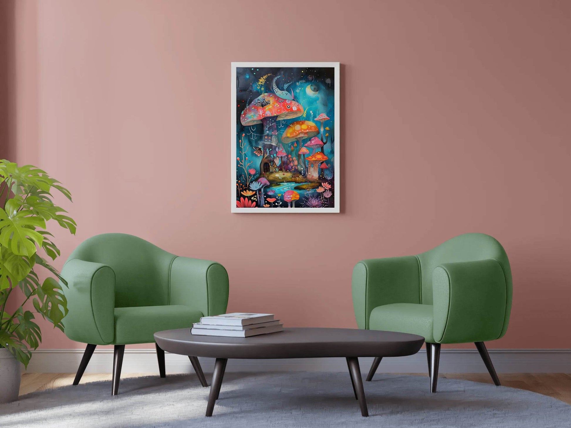 Colorful Painting of Mushroom House Wall Art - beink online art store