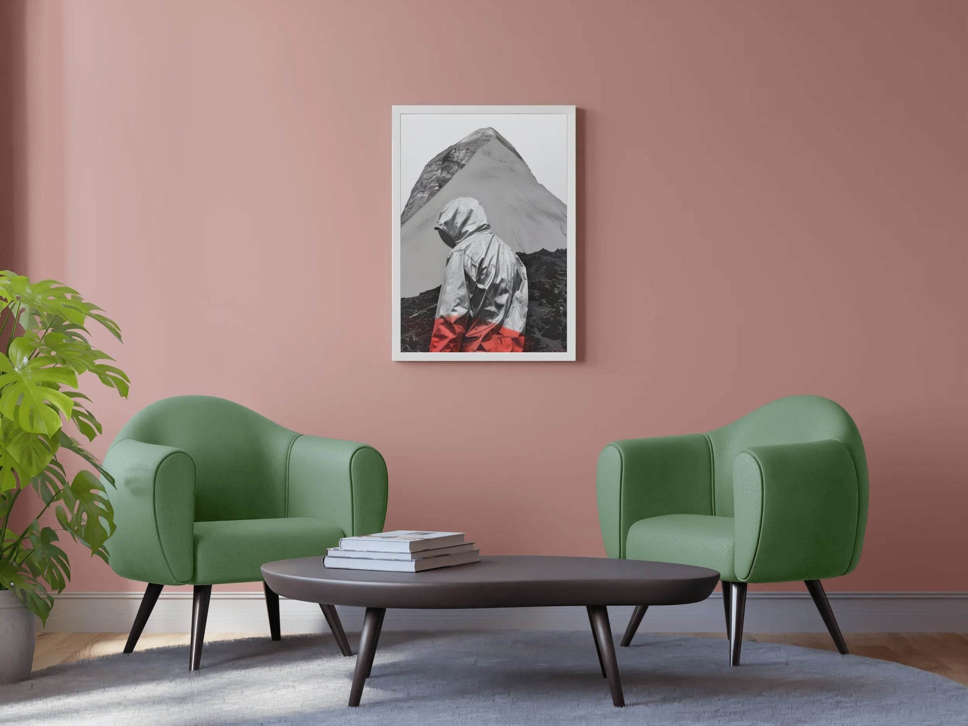 Black And White Photo of A Man On The Side Of A Mountain Wall Art - beink online art store