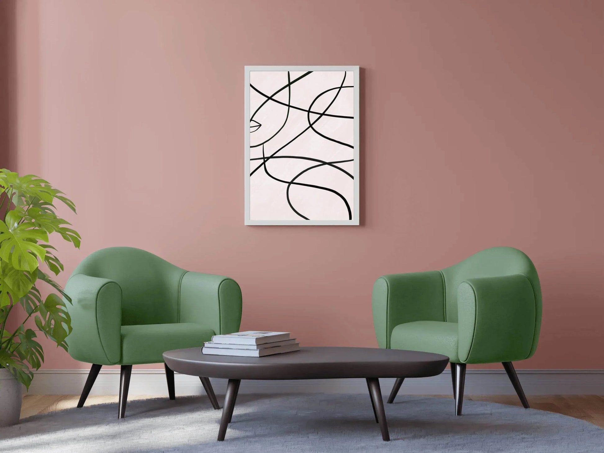 Drawing Black Curved Waves Wall Art - beink online art store