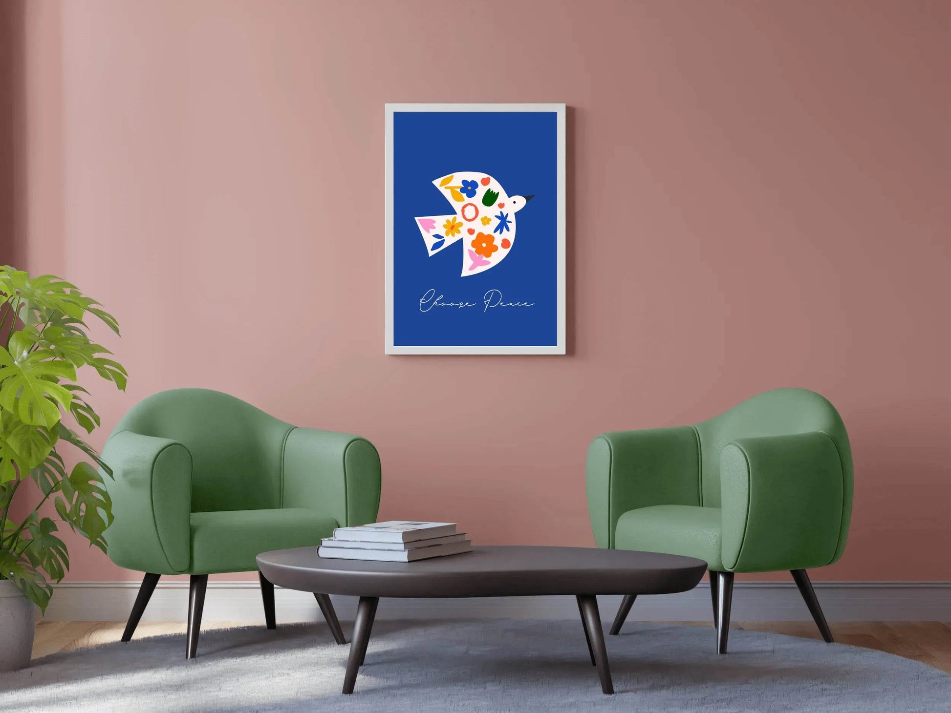 Bird Painting Decorated With Flowers Wall Art - beink online art store