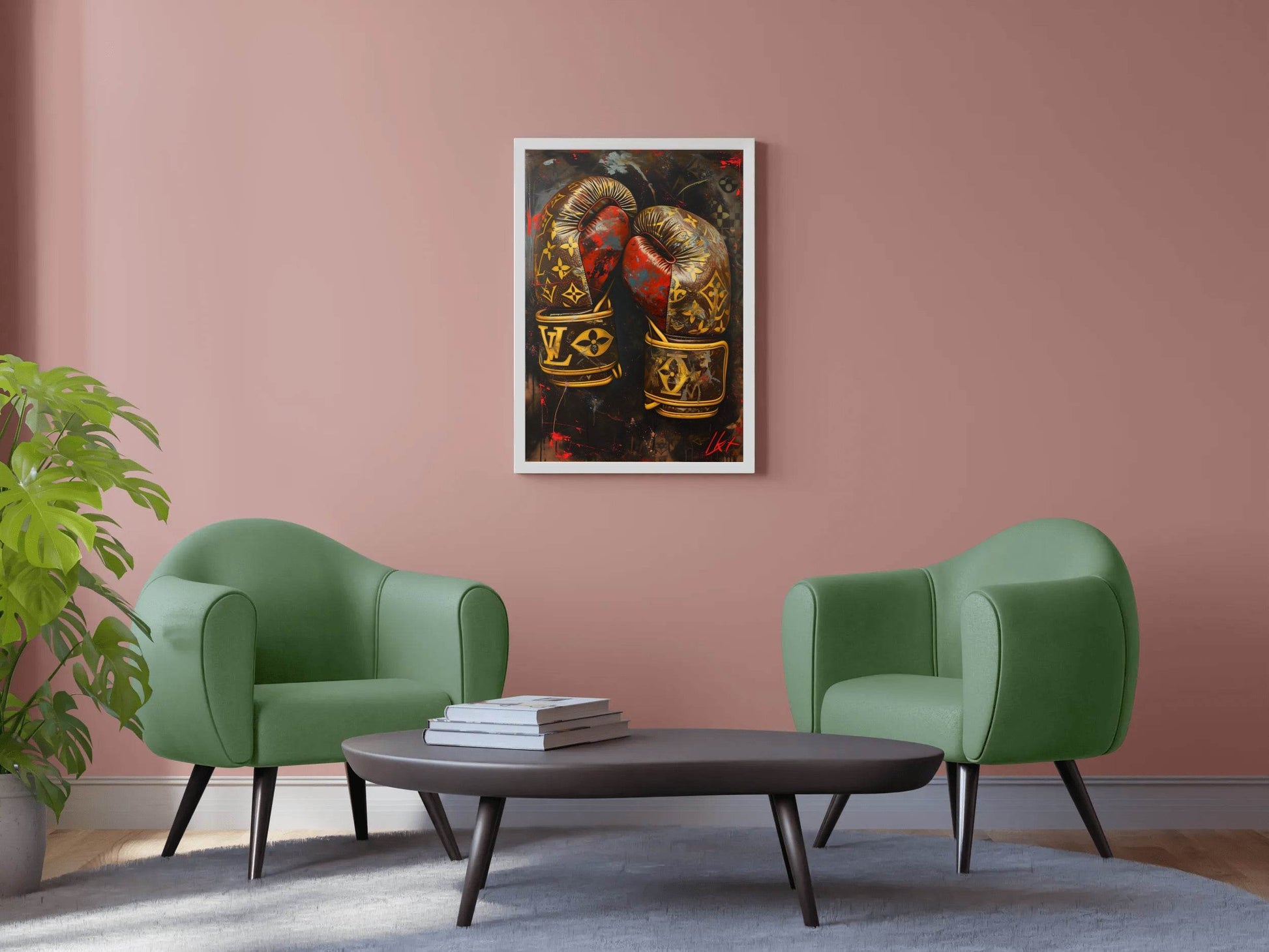 Gold Color Boxing Gloves Wall Art - beink online art store