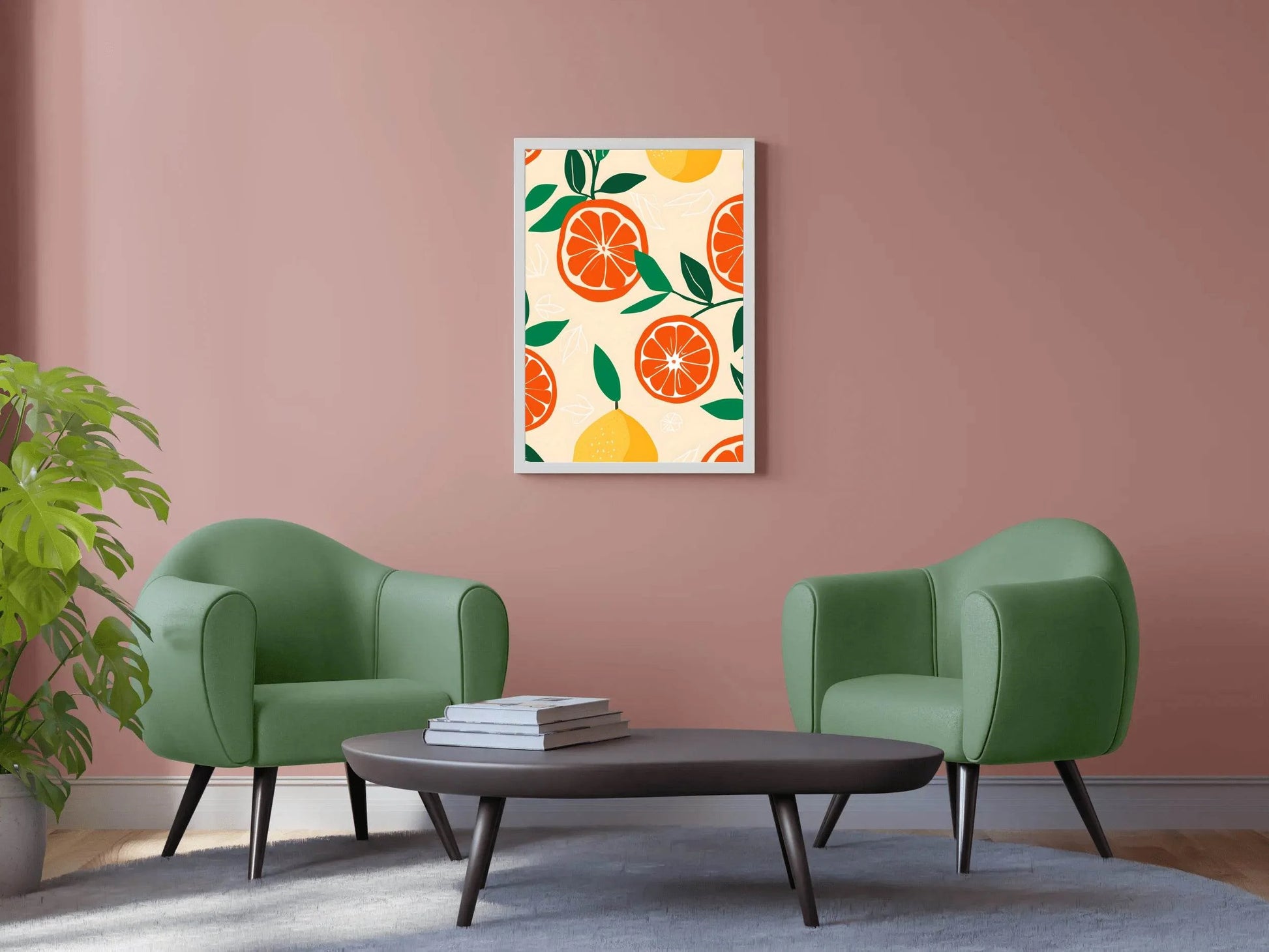 Drawing Of a Cut Orange Wall Art - beink online art store