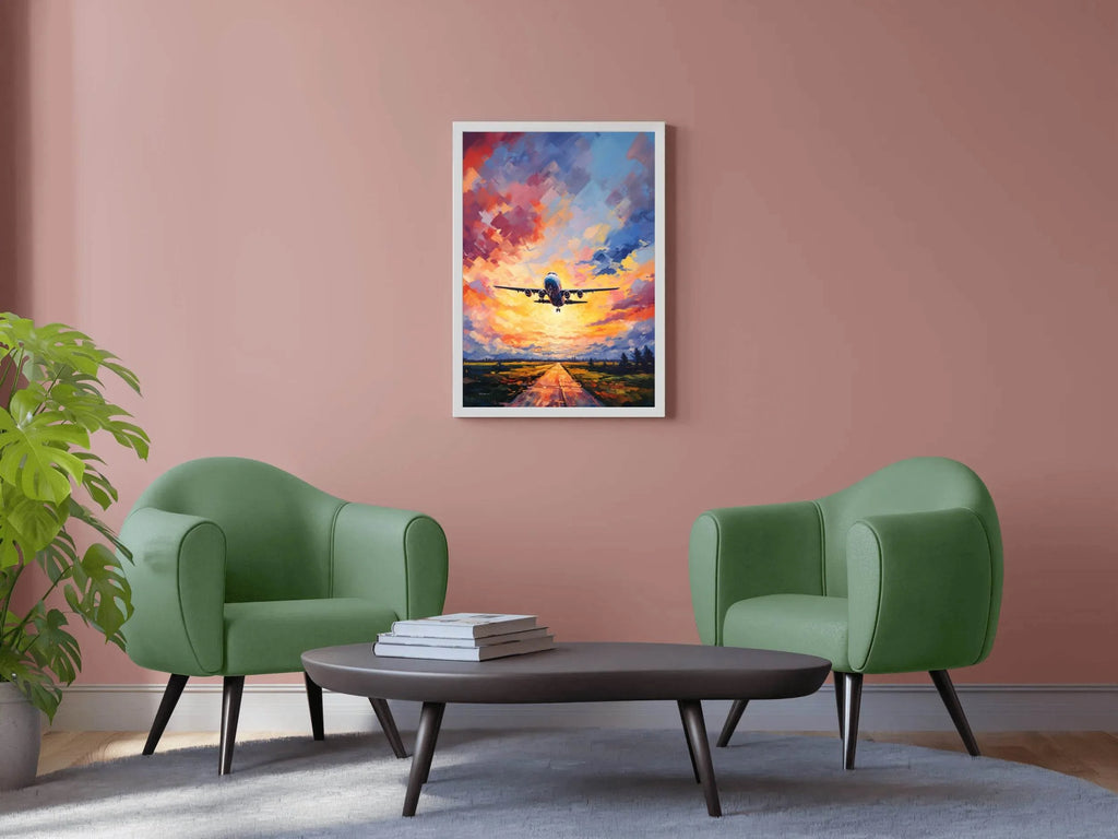 Drawing Of Airplane Takeoff Wall Art - beink online art store