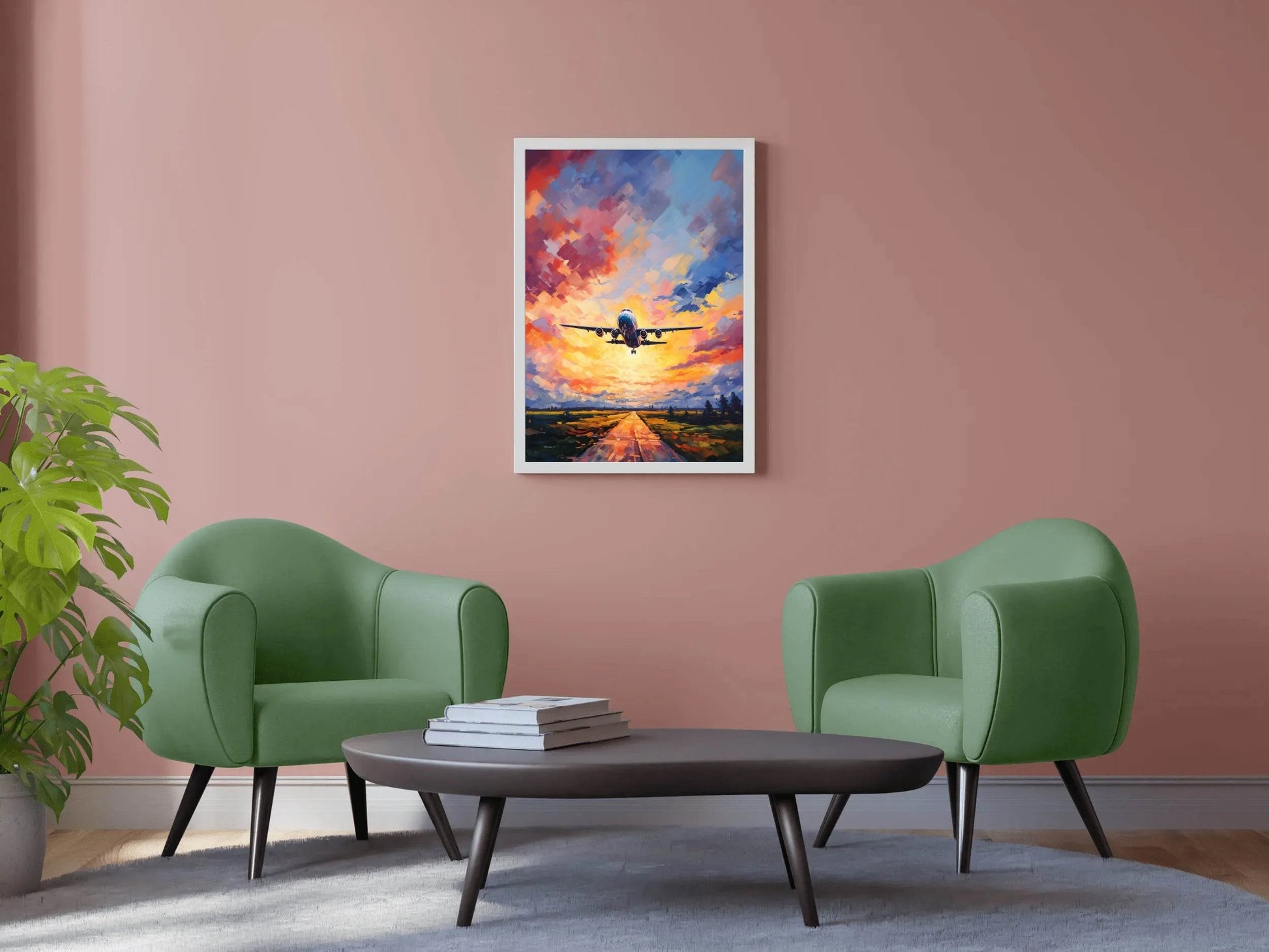 Drawing Of Airplane Takeoff Wall Art - beink online art store