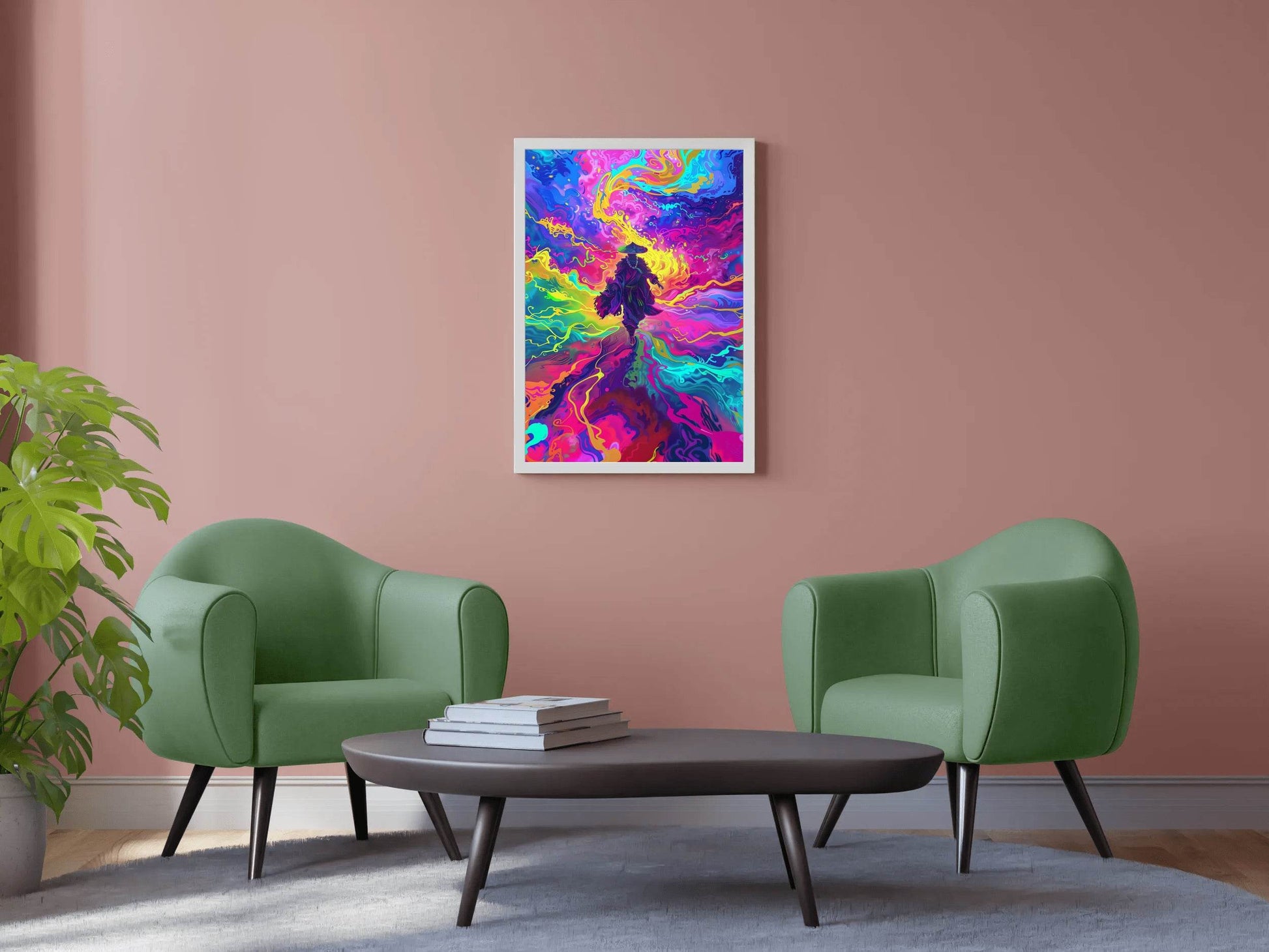 Digital Illustration of a Person Walking in Abstract Landscape - beink online art store