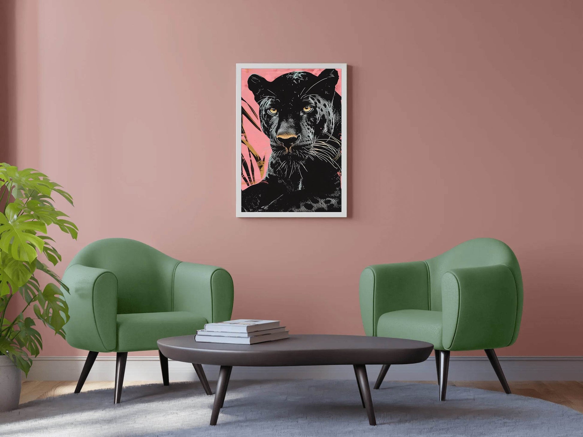 Majestic Black Panther With Pink Background - beink online art store
