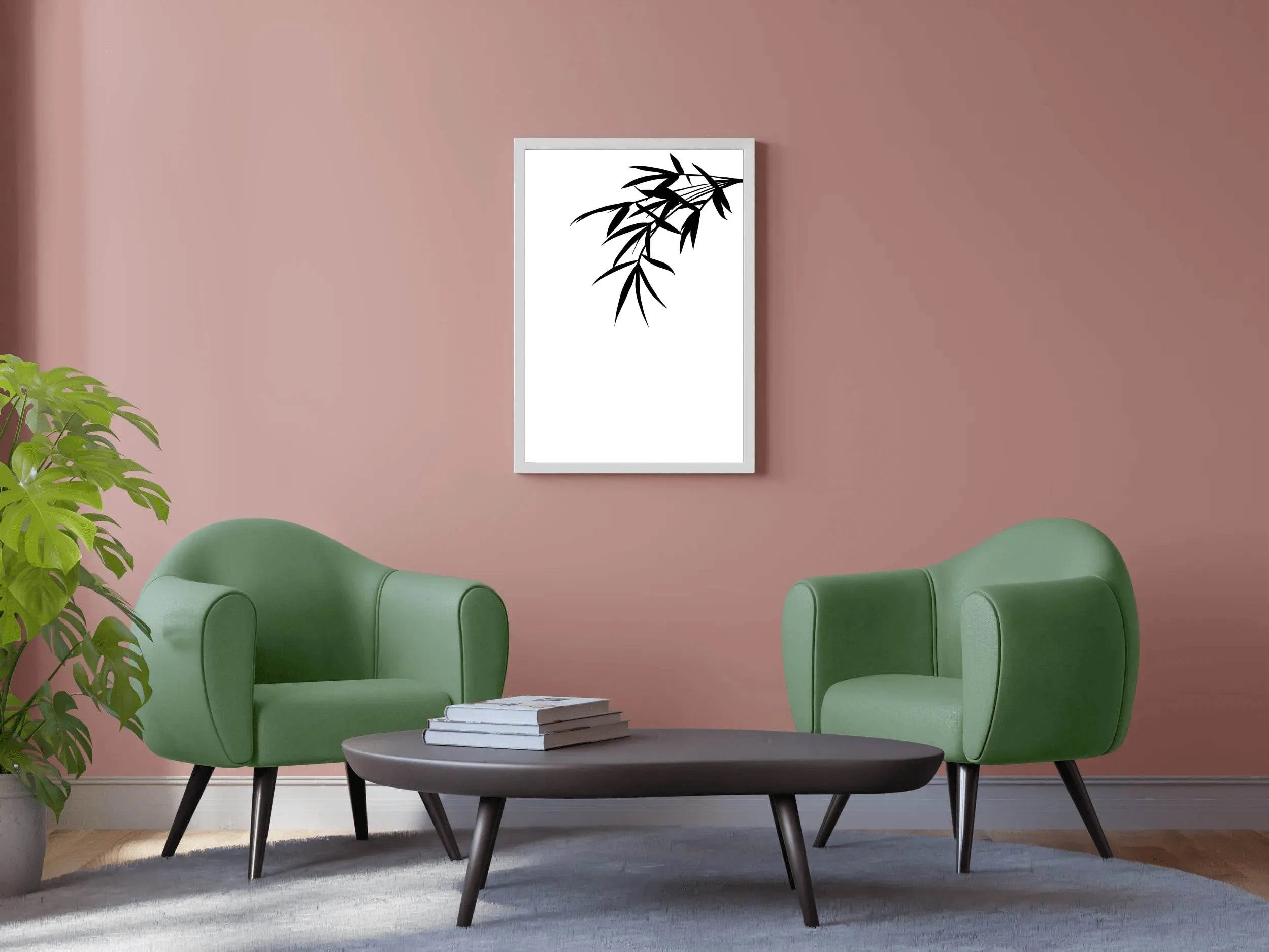 Bamboo Leaves Black & White Wall Art - beink online art store
