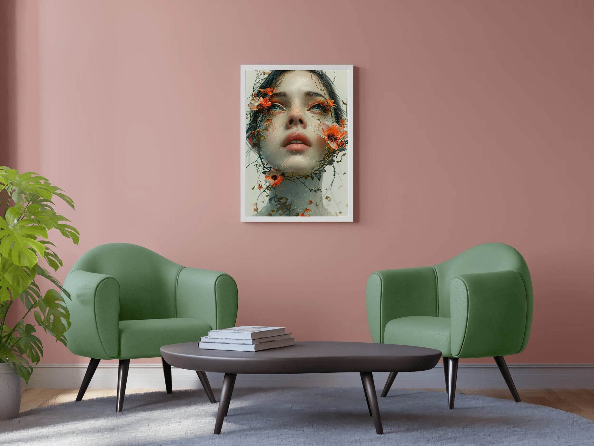 Women With Flowers on Face Digital Art - beink online art store