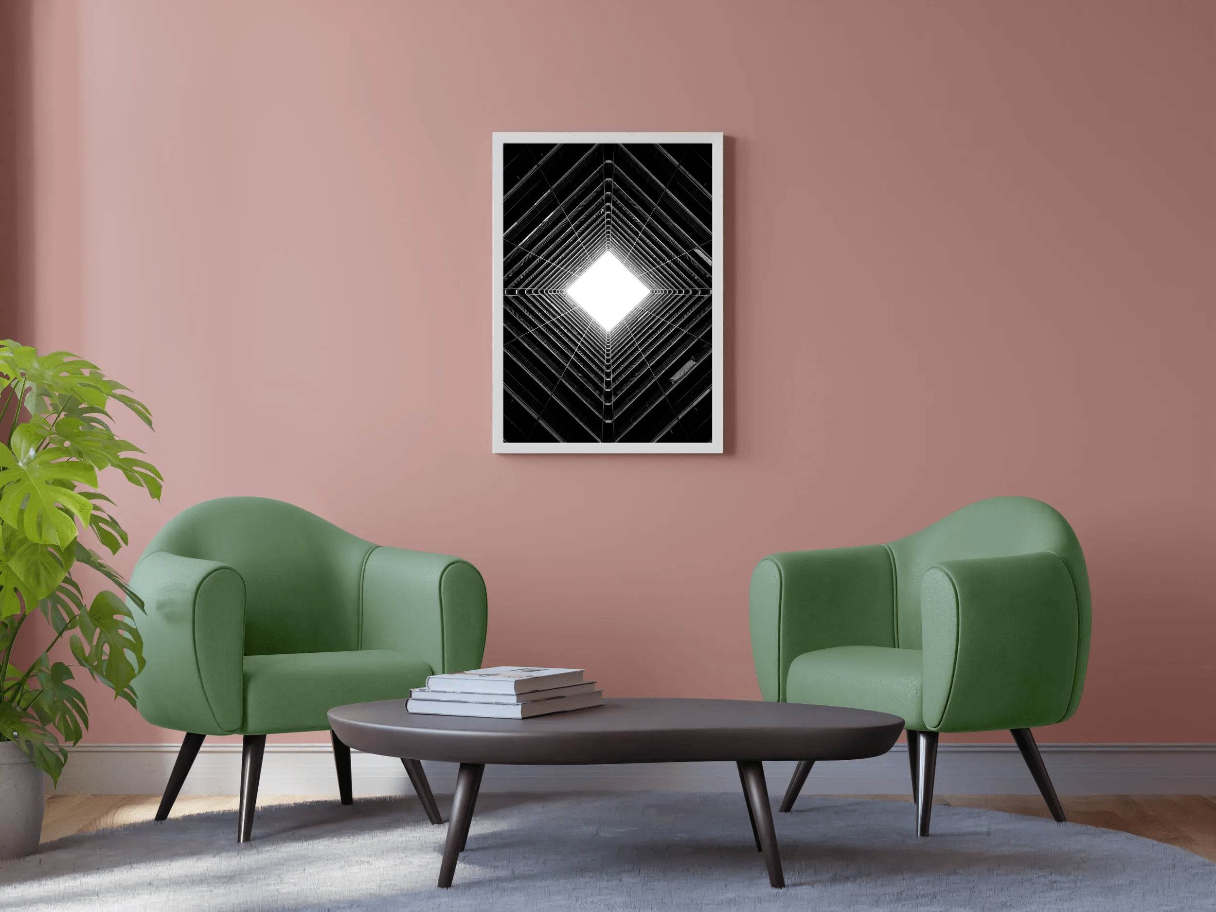 White Striped Building Black & White Wall Art - beink online art store