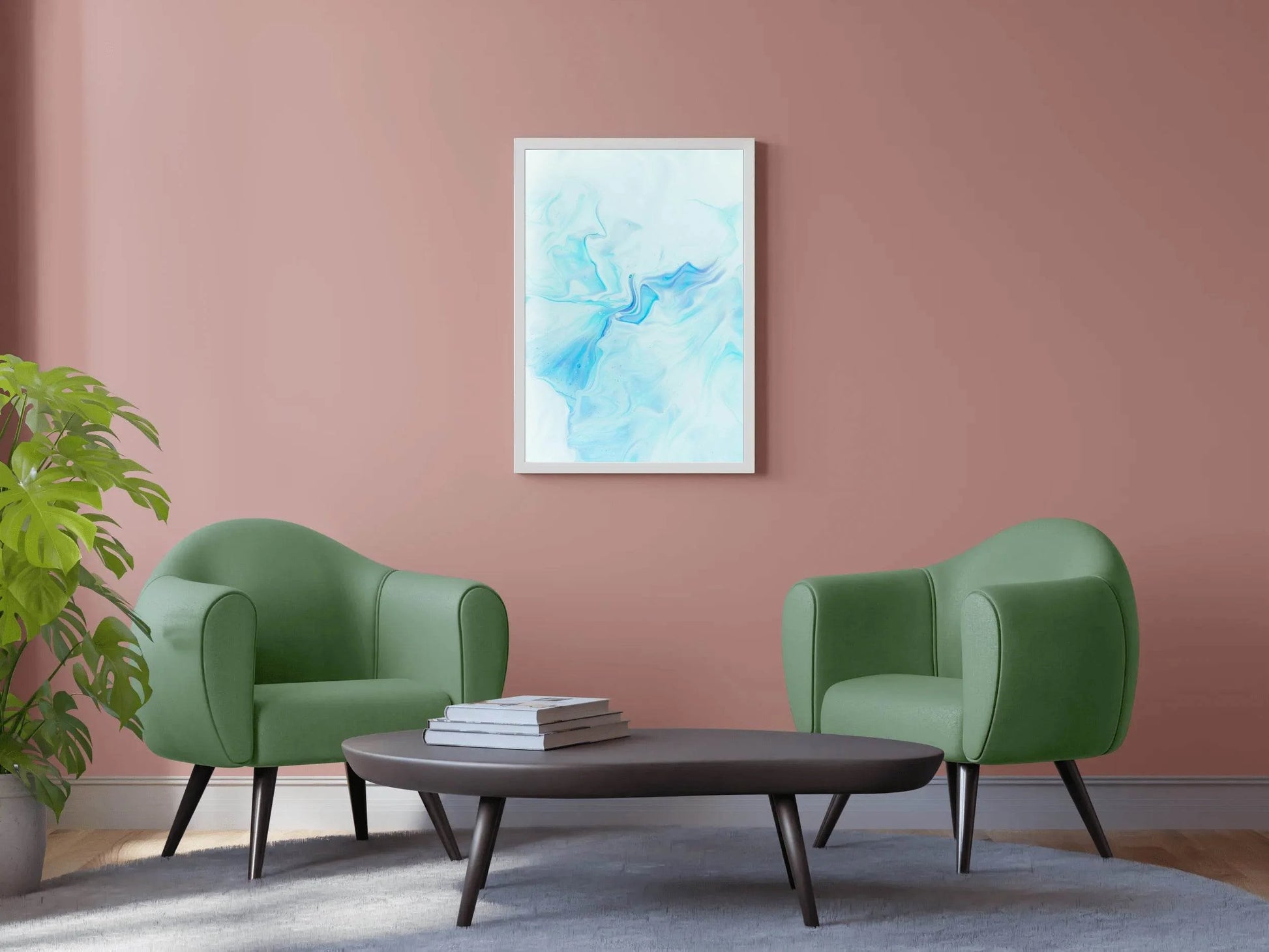 Cyan Color Oil Spread Abstract Wall Art - beink online art store