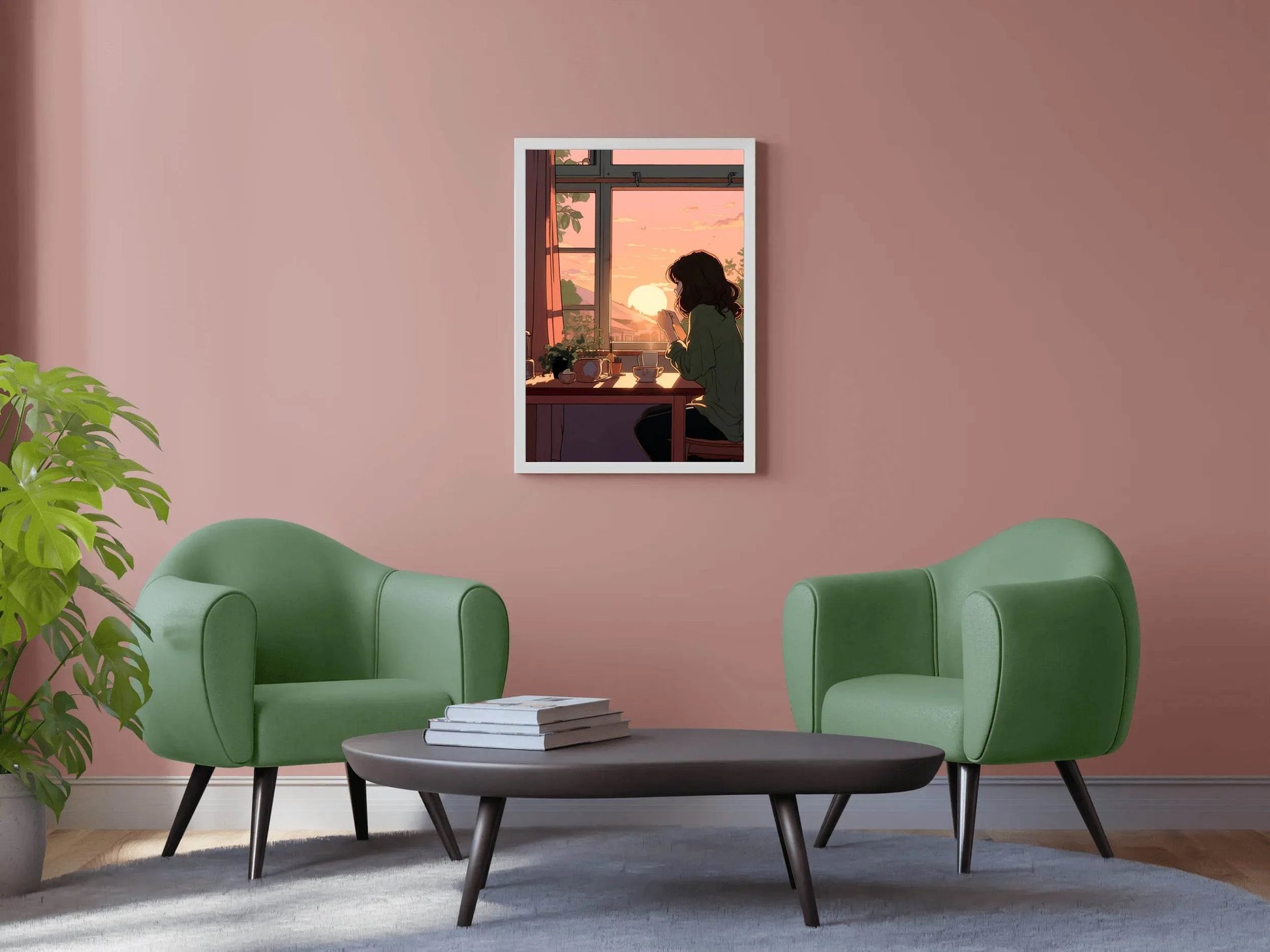 Lifestyle Scene with Girl Doing Regular Tasks in Anime Style Wall Art - beink online art store