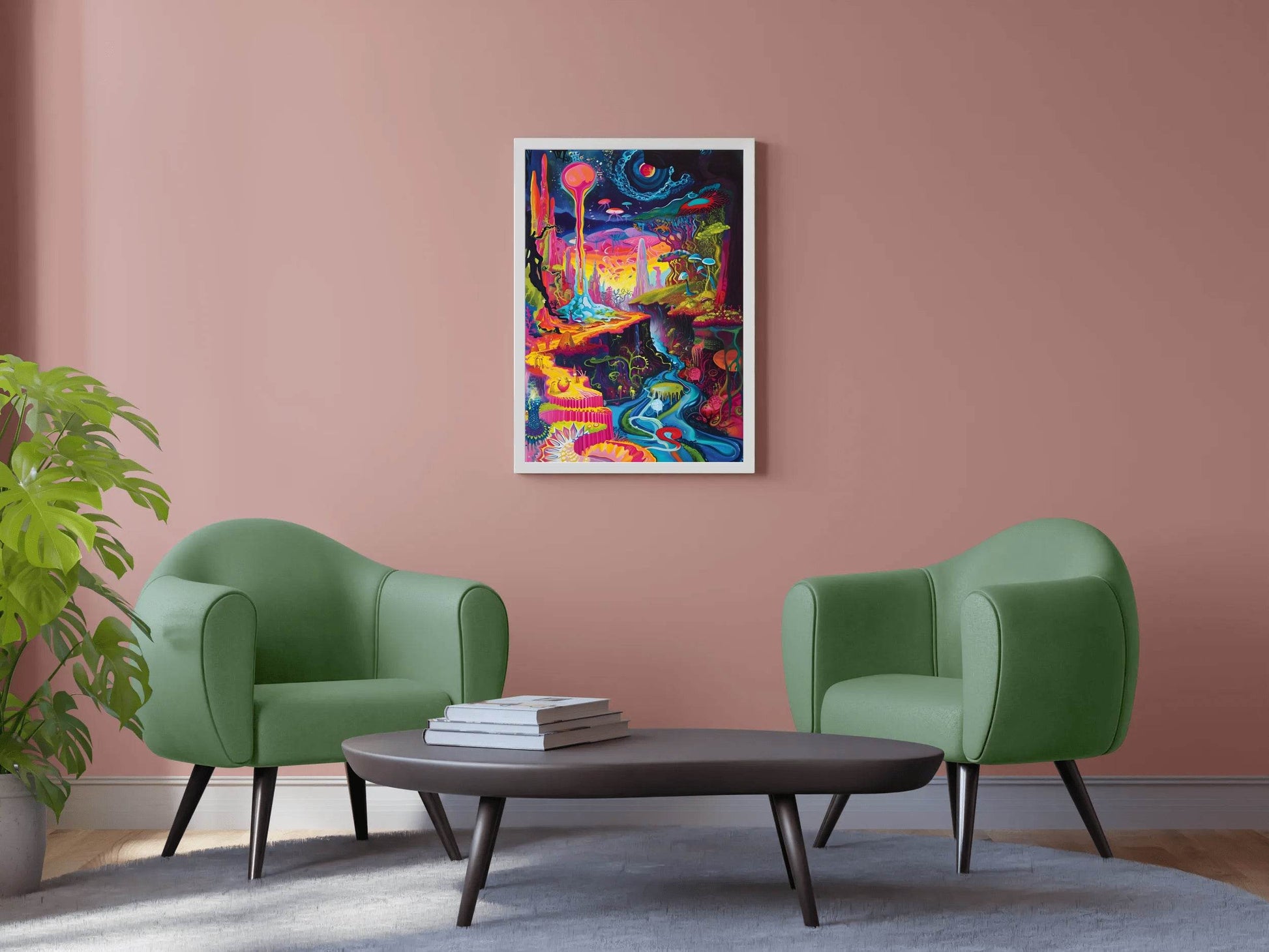 Imaginary Planet Colorful Forest With River Wall Art - beink online art store
