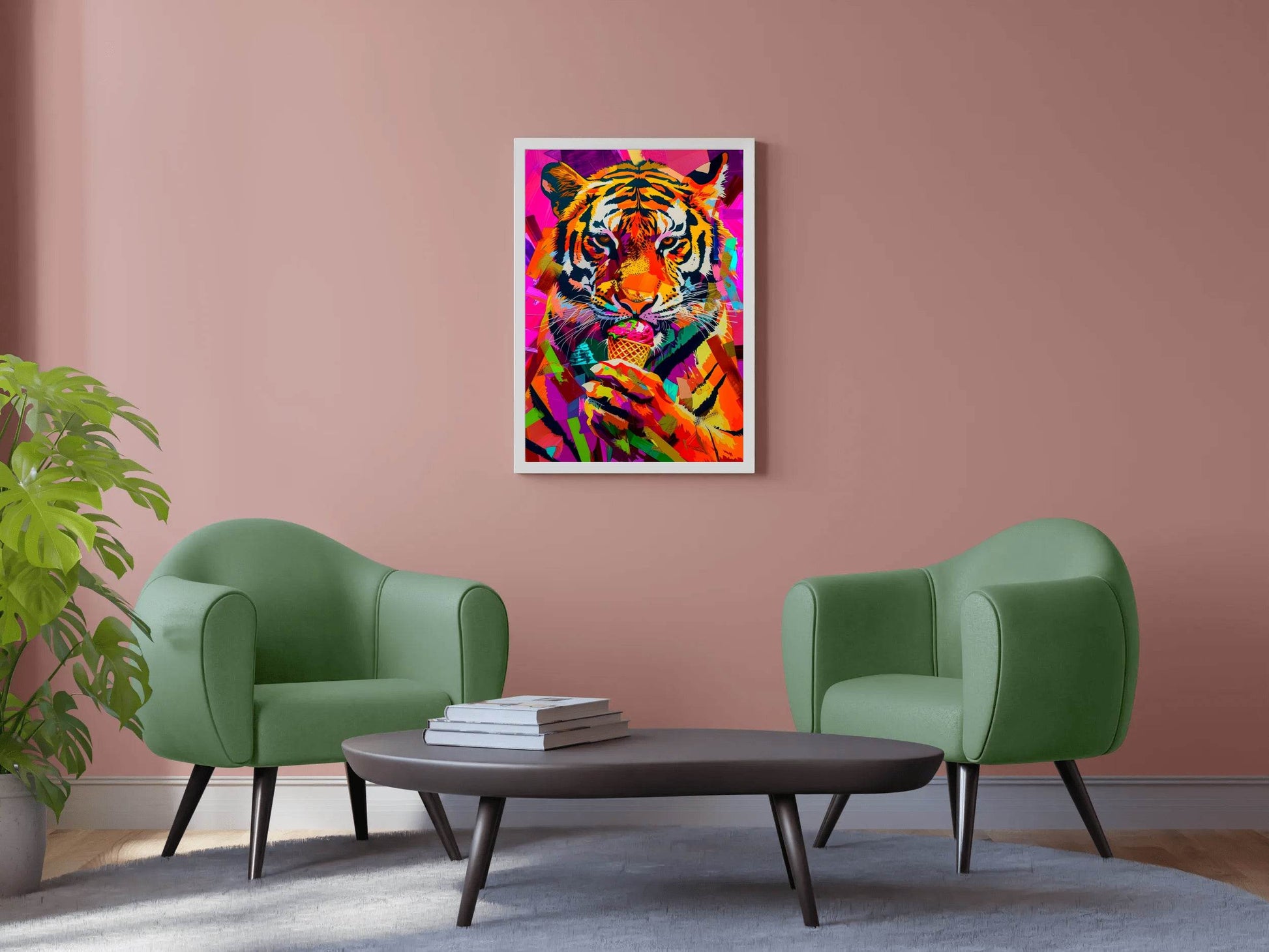 Colorful Tiger Having Ice cream Wall Art - beink online art store