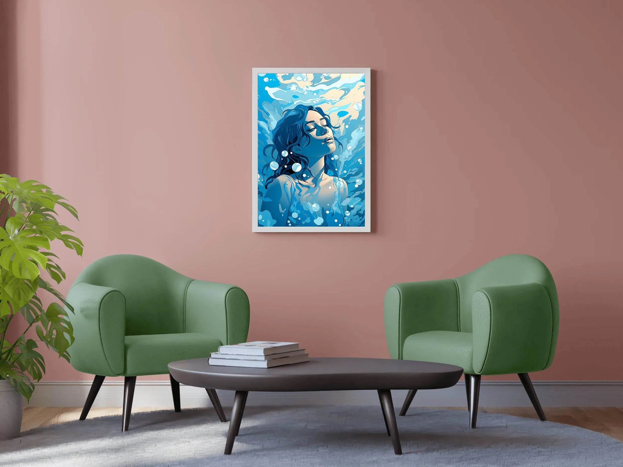 Girl Underwater Anime Wall Art - beink online art store