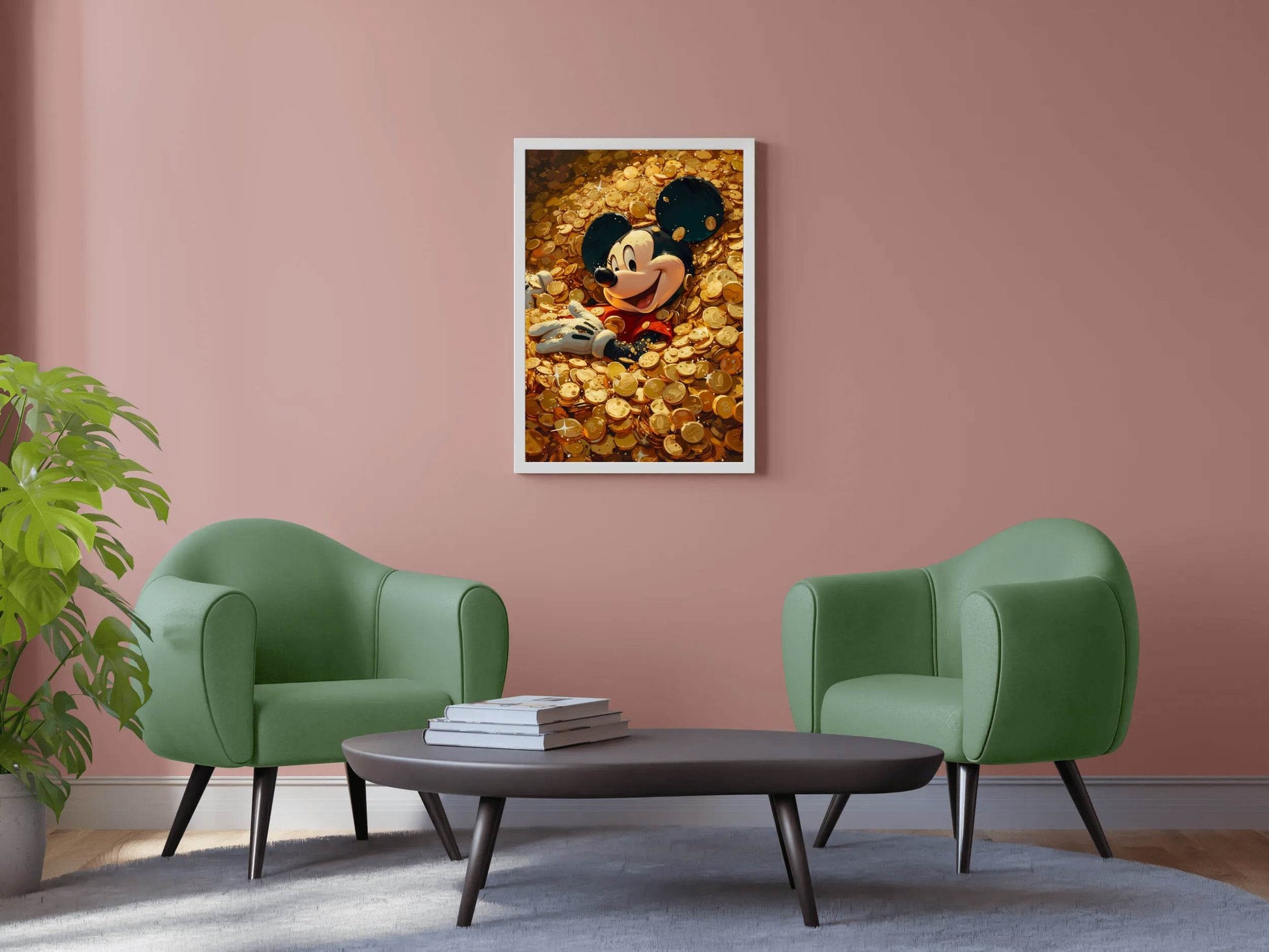 Mickey Mouse in Gold Coins Wall Art - beink online art store