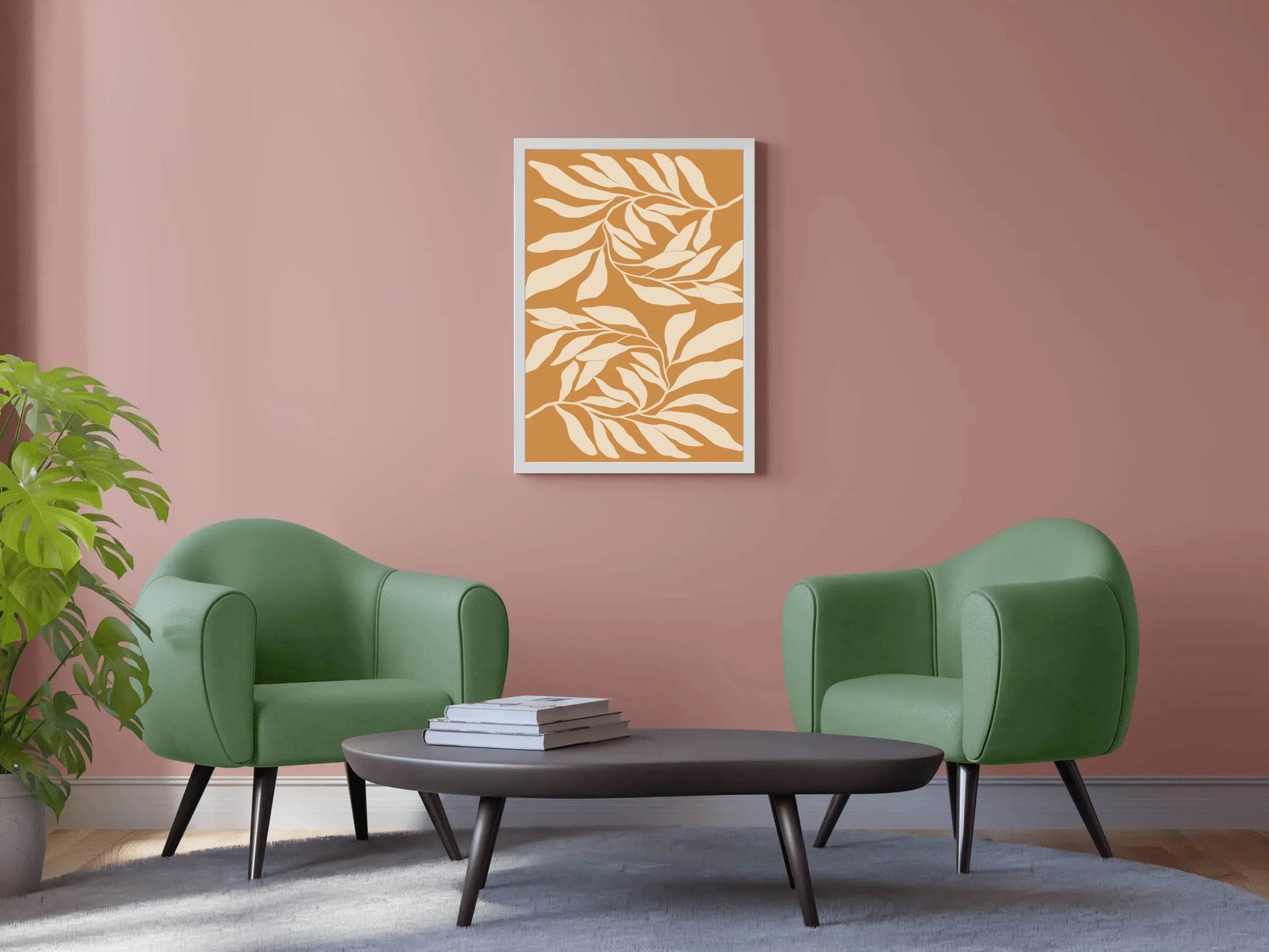 Abstract Botanical Print Minimalist Leaf Pattern ArtWork - beink online art store