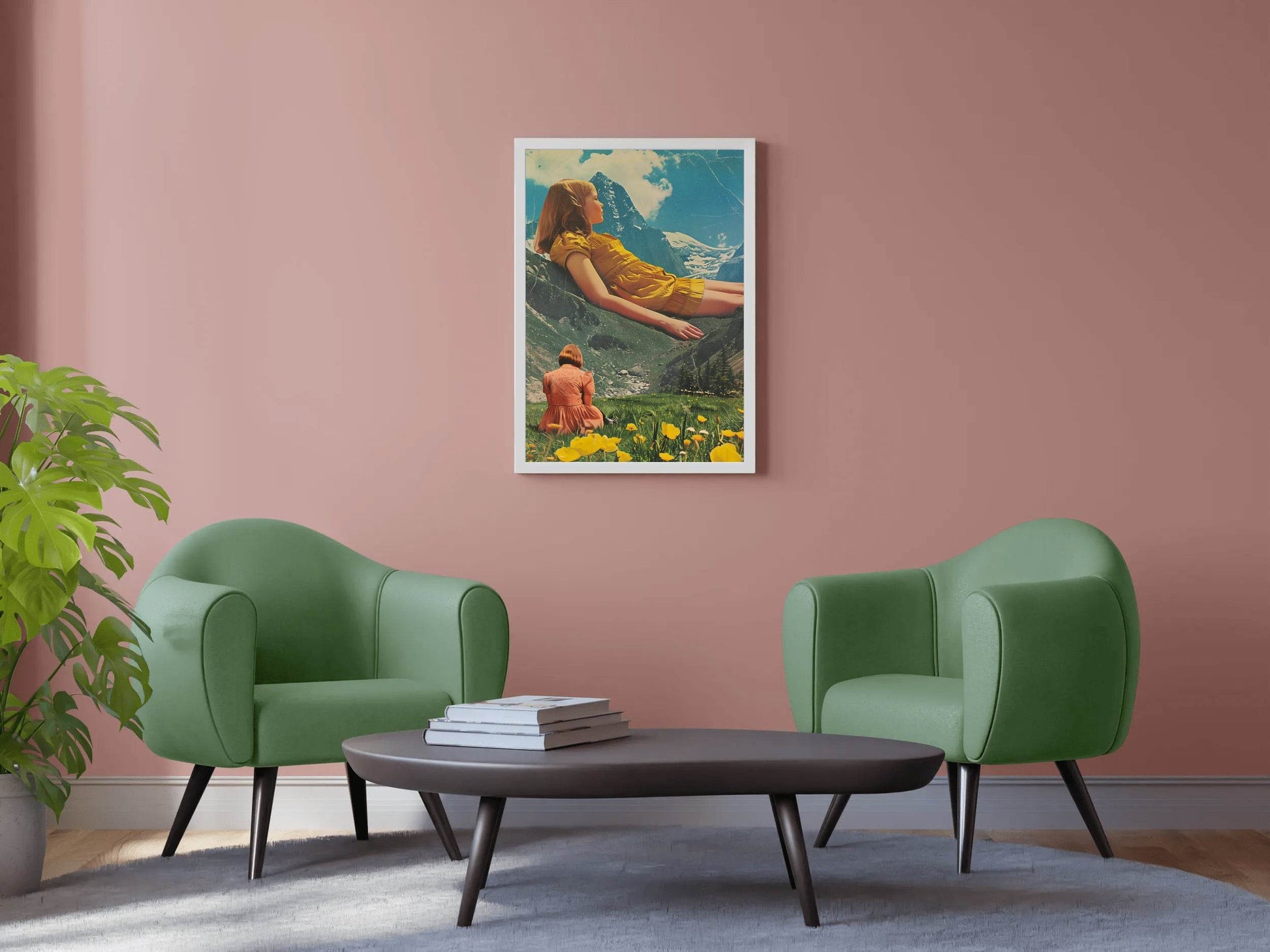 Painting of A Girl Leaning On A Mountain Wall Art - beink online art store