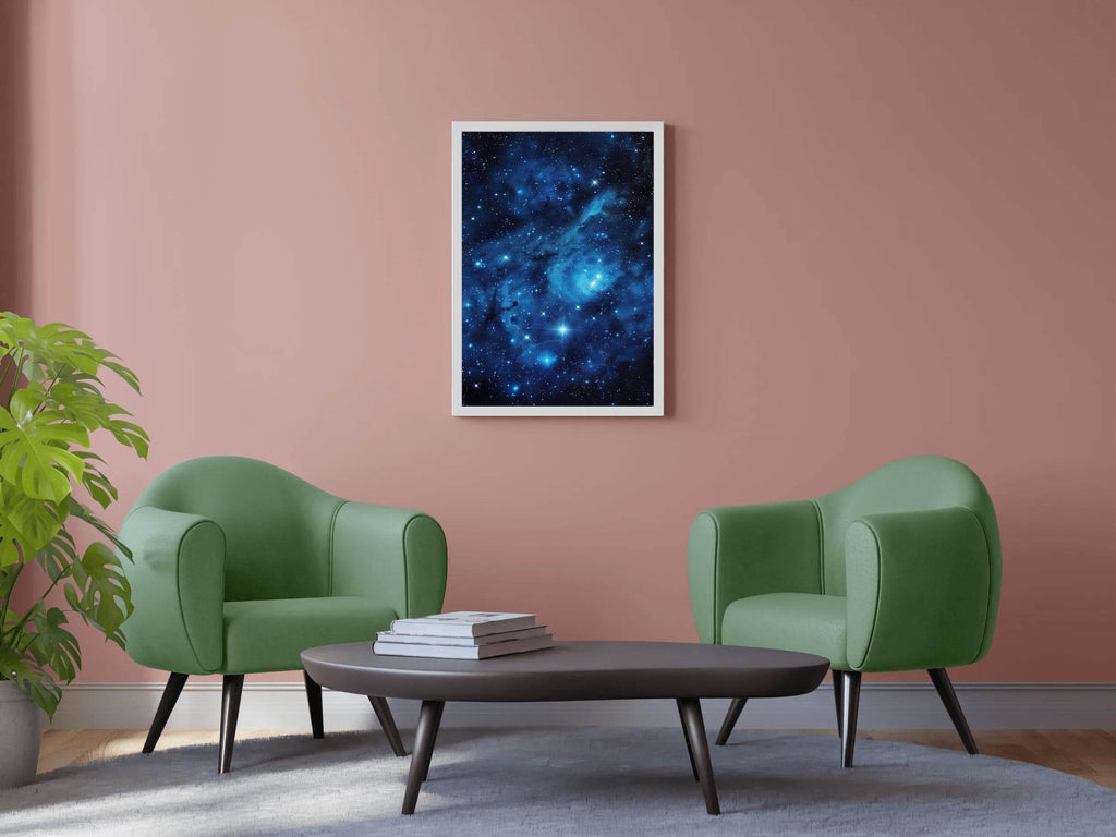 Space with stars blue and black background wall art - beink online art store