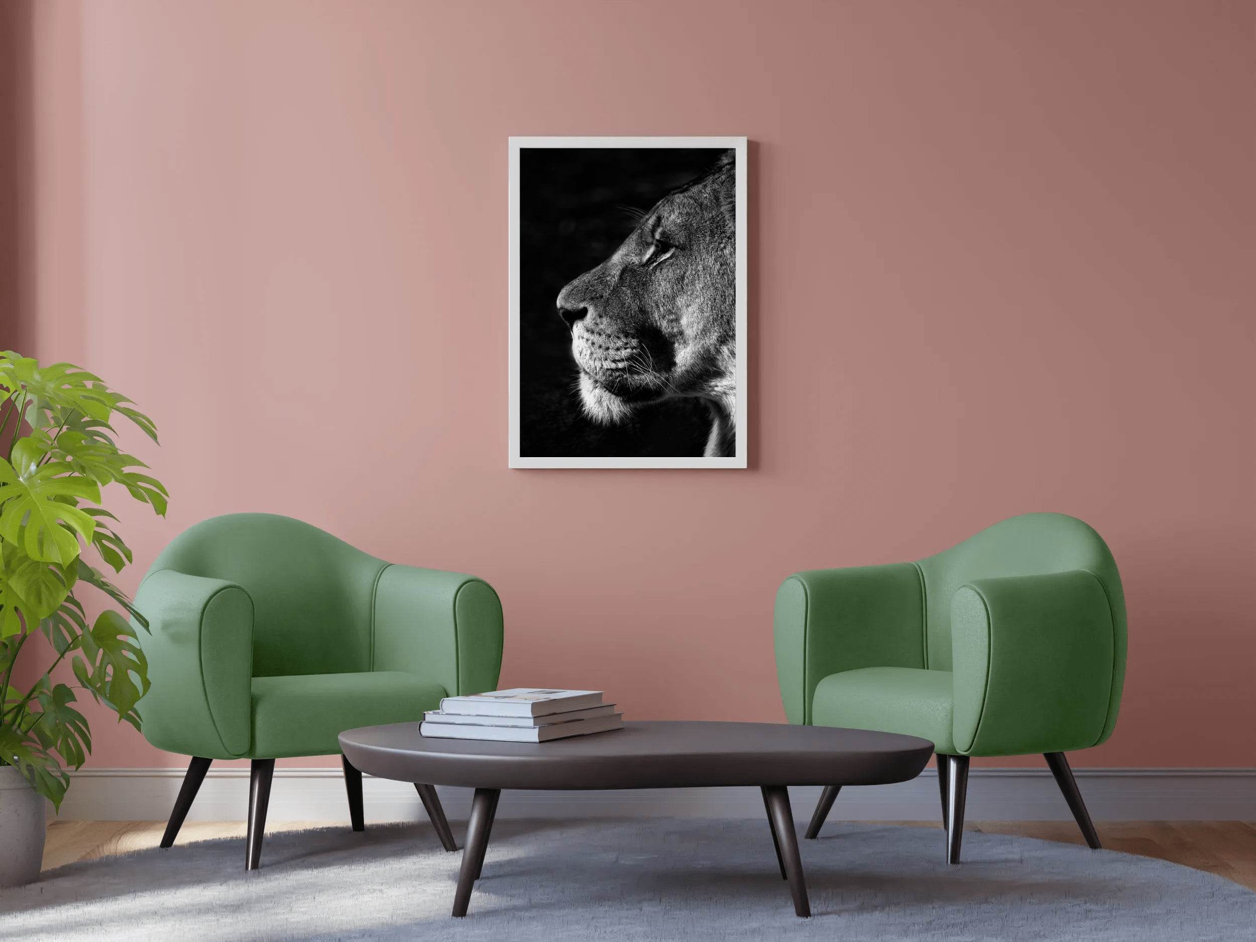 Barbary Lion Black & White Wall Art - beink online art store