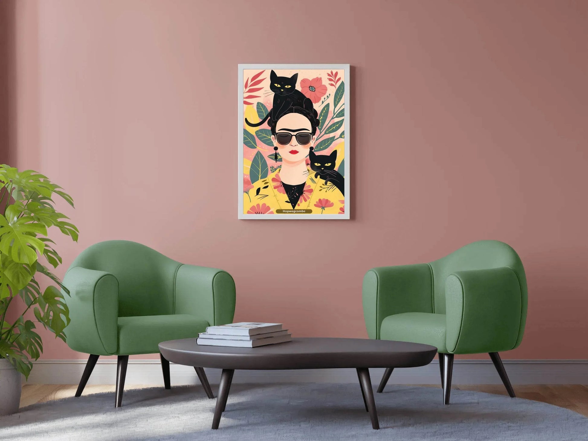Oil Painting of a Girl With Goggle in Tropical Background Wall Art - beink online art store
