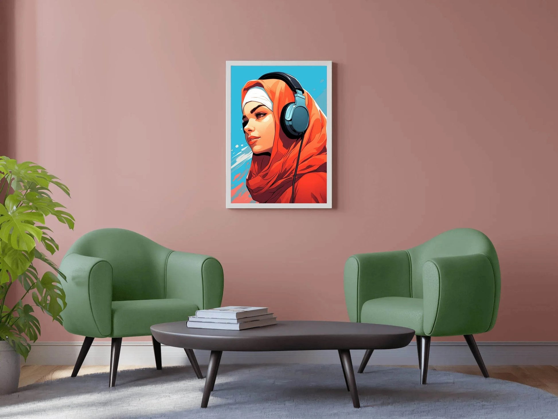 Modern Anime Hijab Girl Wall Art - beink online art store