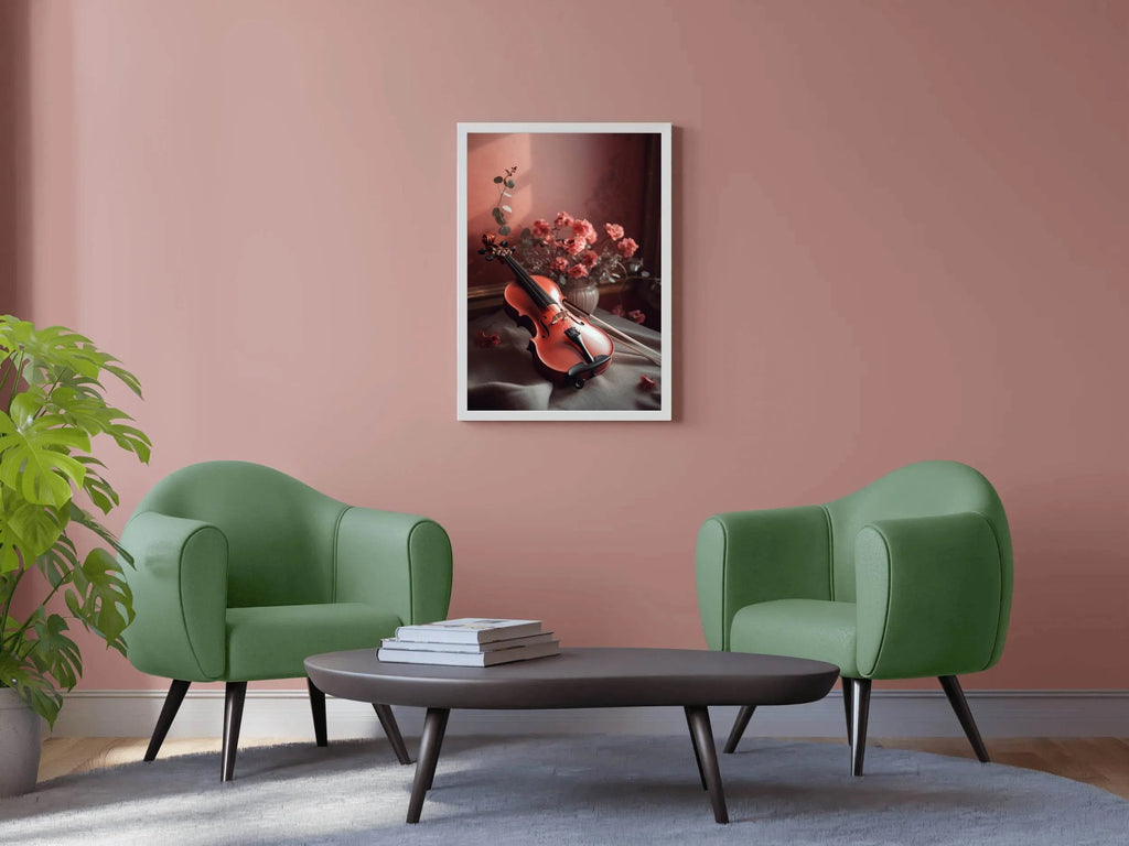 Stock Wooden Violin Next To The Vase Wall Art - beink online art store