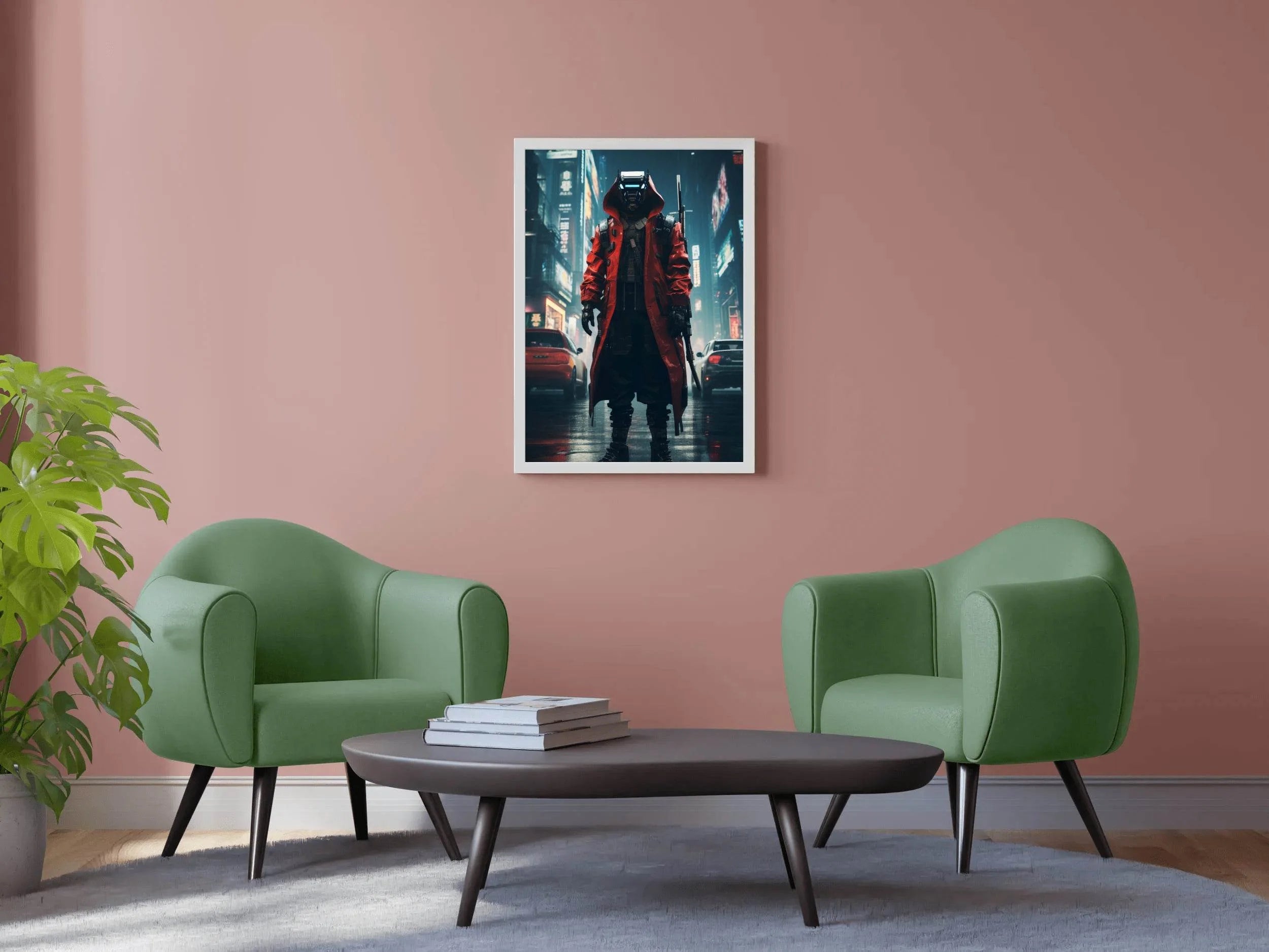 Cyberpunk Warrior In Urban Scenery Anime Wall Art - beink online art store