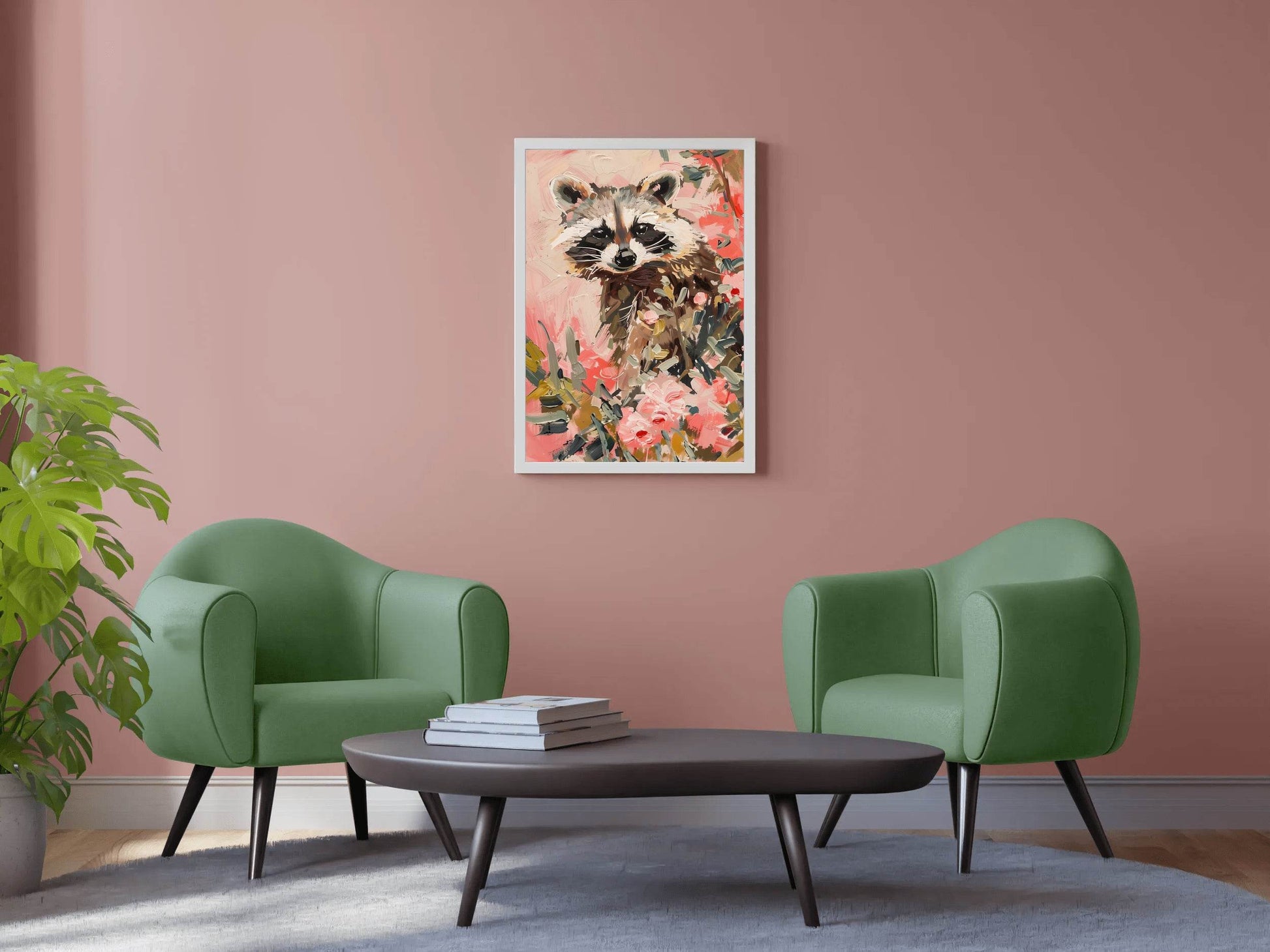 Watercolor Brush Strokes Raccoon Painting - beink online art store