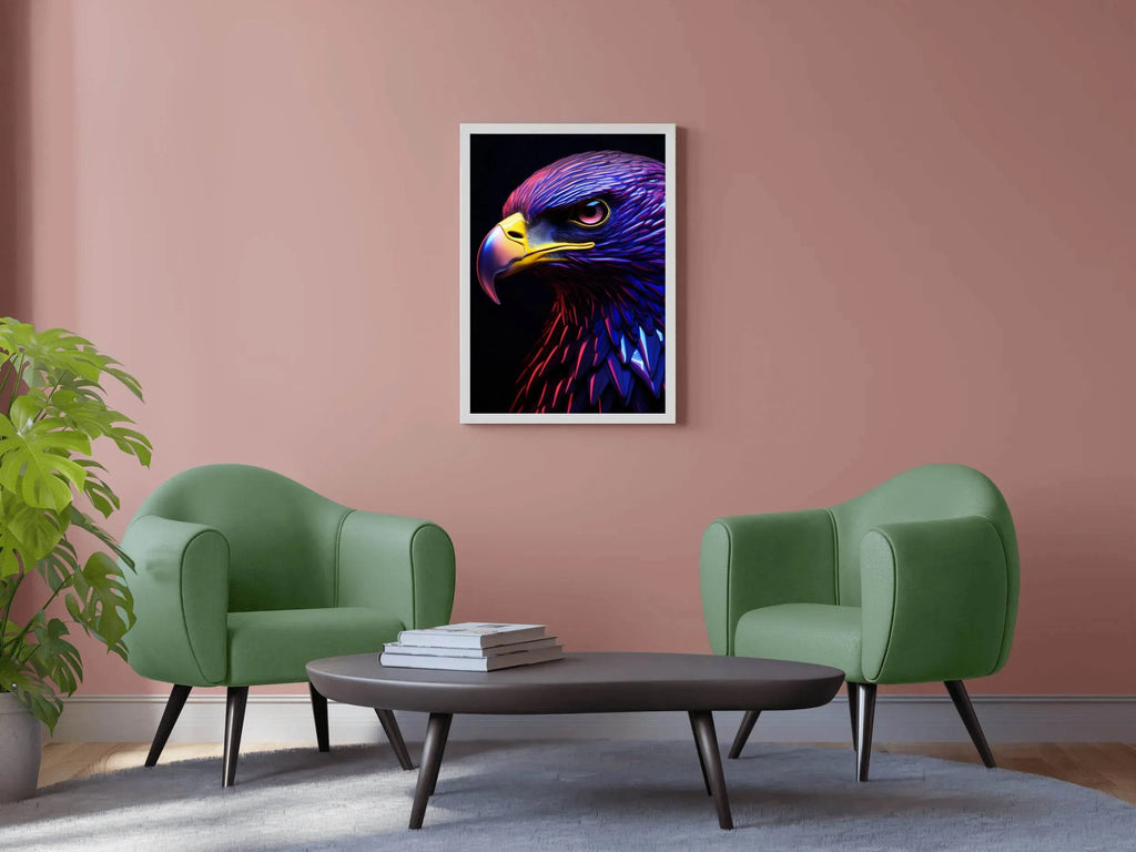 Golden Eagle Painted Blue and Pink Bird Wall Art - beink online art store